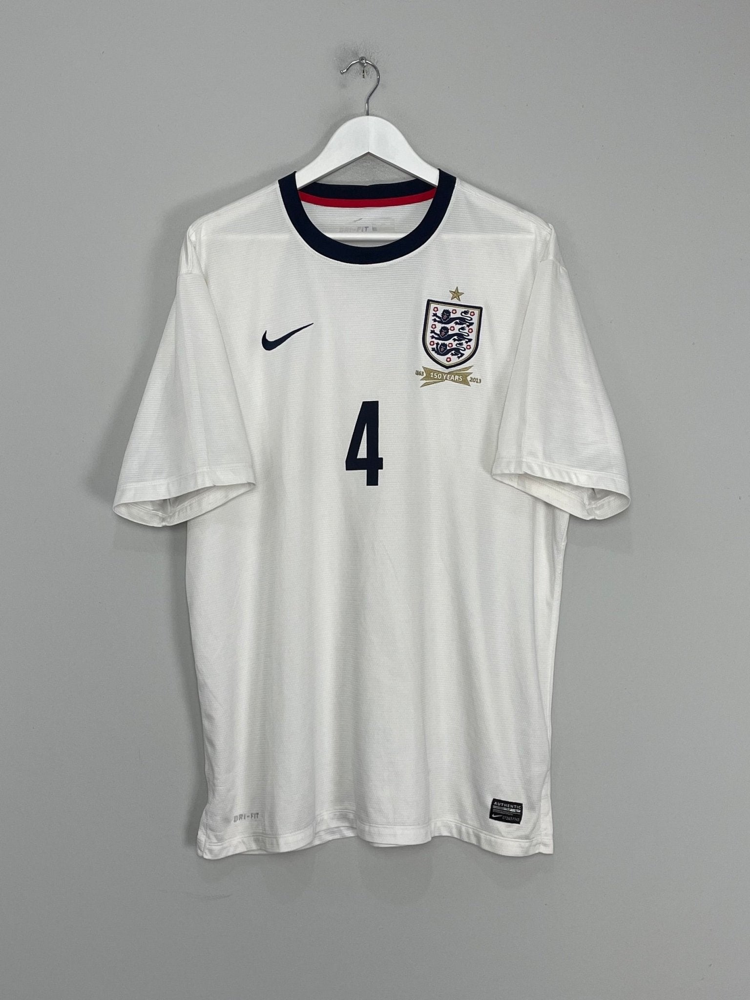 Shop 2013/14 ENGLAND GERRARD #4 *150 YEAR* HOME SHIRT (XL) NIKE, classic football shirts, vintage football shirts & retro soccer jerseys at Cult Kits