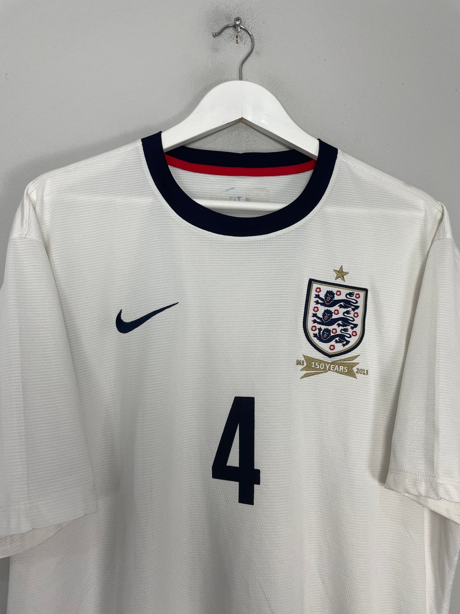 Shop 2013/14 ENGLAND GERRARD #4 *150 YEAR* HOME SHIRT (XL) NIKE, classic football shirts, vintage football shirts & retro soccer jerseys at Cult Kits