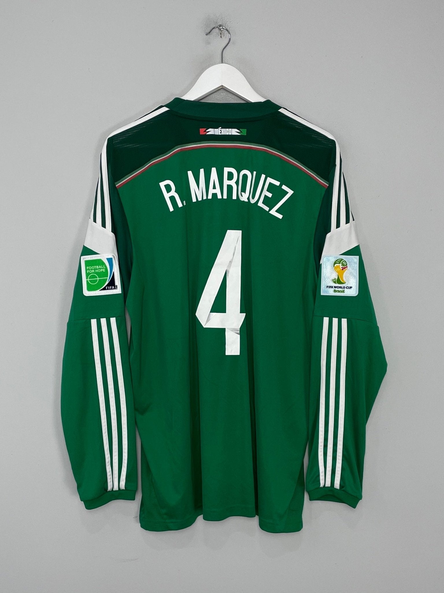Shop 2013/14 MEXICO R.MARQUEZ #4 L/S HOME SHIRT (XL) ADIDAS, classic football shirts, vintage football shirts & retro soccer jerseys at Cult Kits