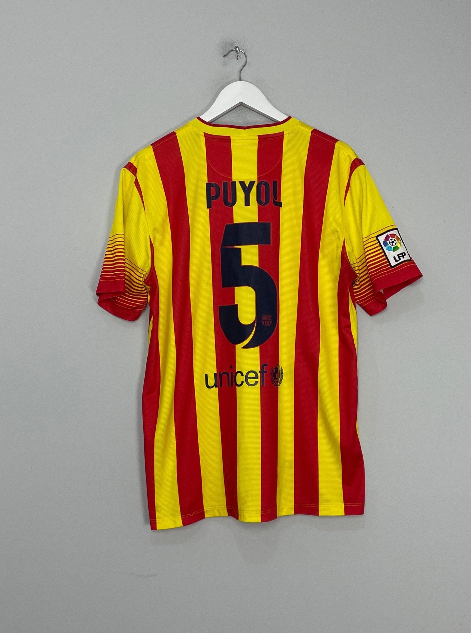 Shop 2013/15 BARCELONA PUYOL #5 AWAY SHIRT (L) NIKE, classic football shirts, vintage football shirts & retro soccer jerseys at Cult Kits