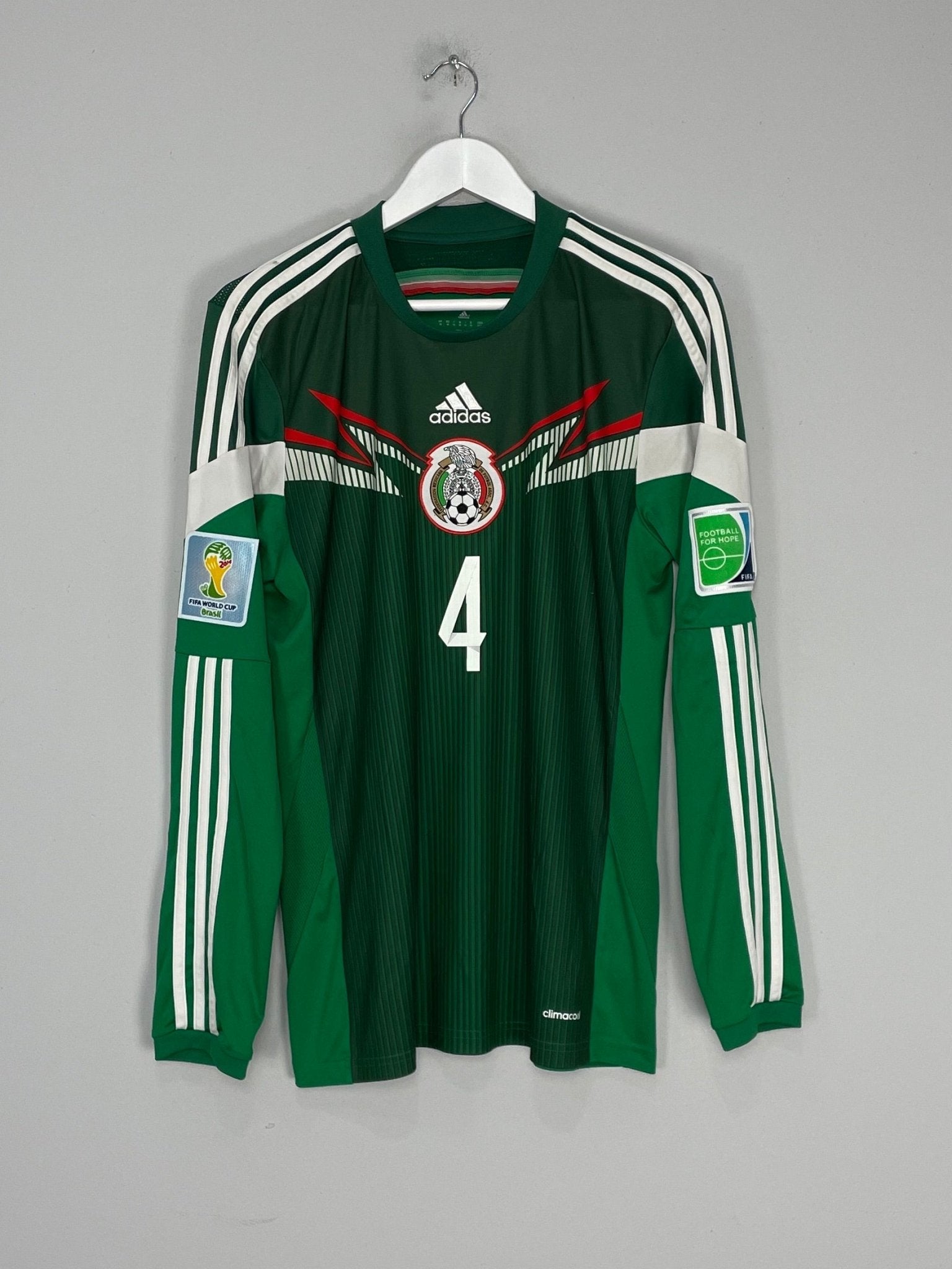 Shop 2013/15 MEXICO R.MARQUEZ #4 L/S HOME SHIRT (M) ADIDAS, classic football shirts, vintage football shirts & retro soccer jerseys at Cult Kits
