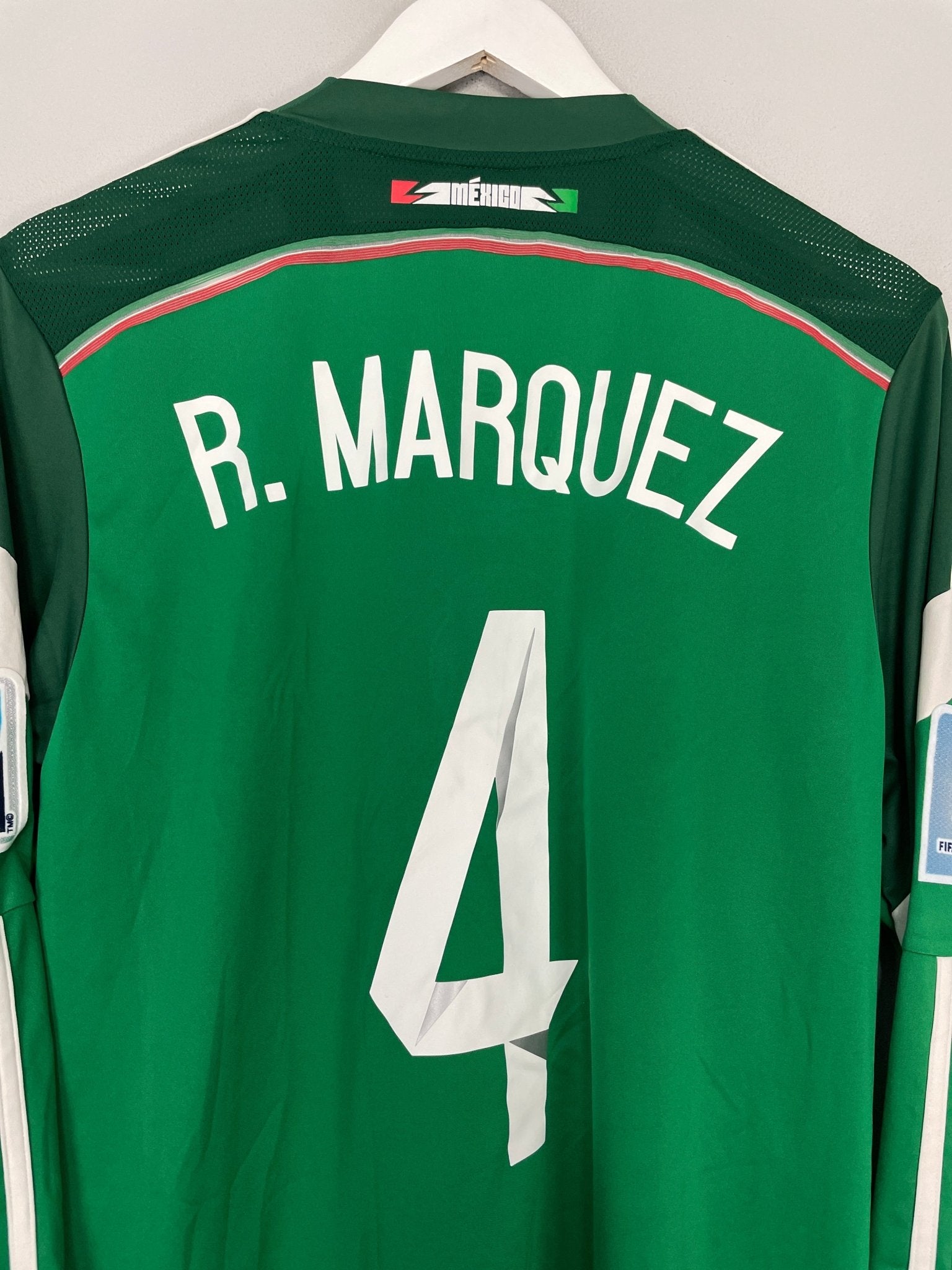 Shop 2013/15 MEXICO R.MARQUEZ #4 L/S HOME SHIRT (M) ADIDAS, classic football shirts, vintage football shirts & retro soccer jerseys at Cult Kits
