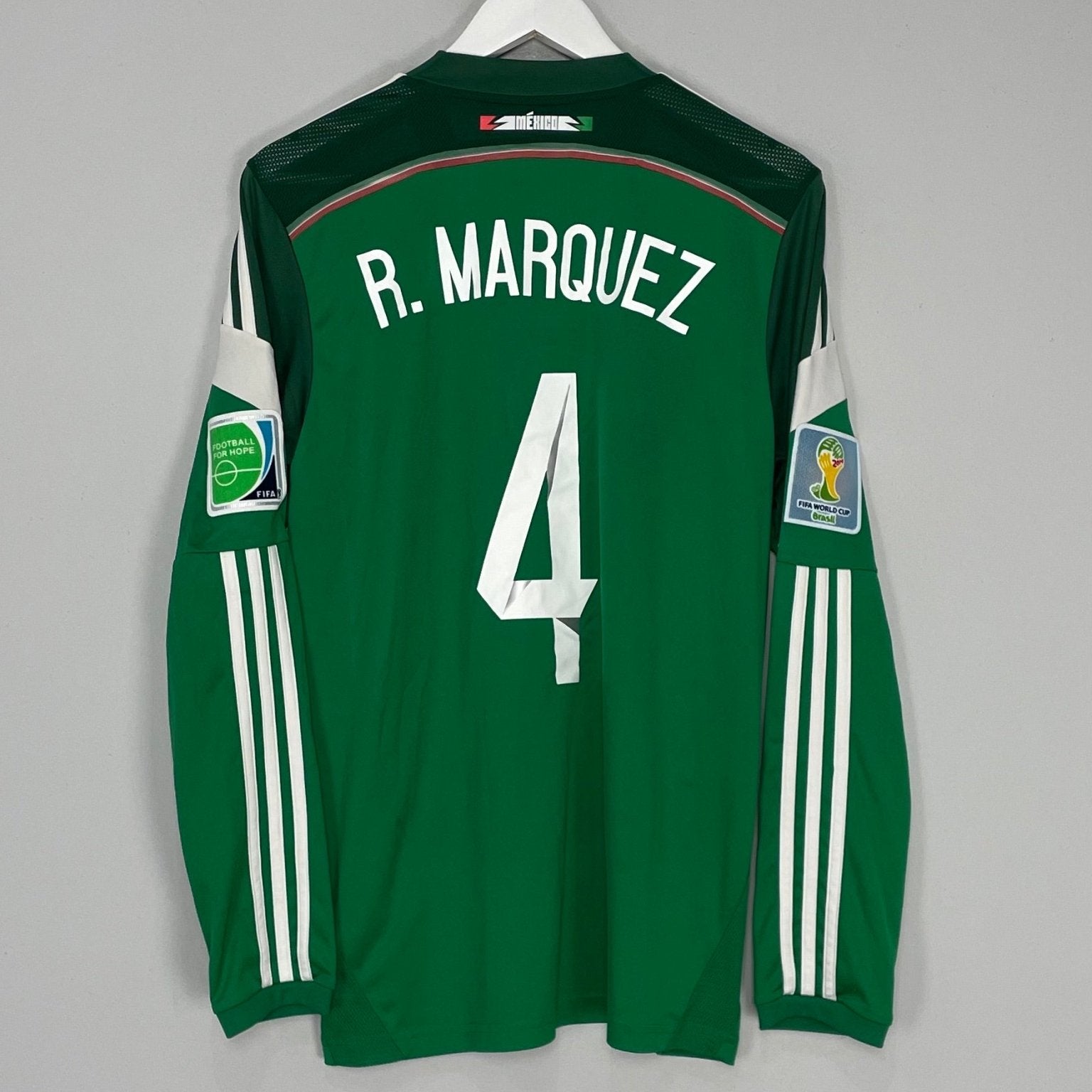 Shop 2013/15 MEXICO R.MARQUEZ #4 L/S HOME SHIRT (M) ADIDAS, classic football shirts, vintage football shirts & retro soccer jerseys at Cult Kits