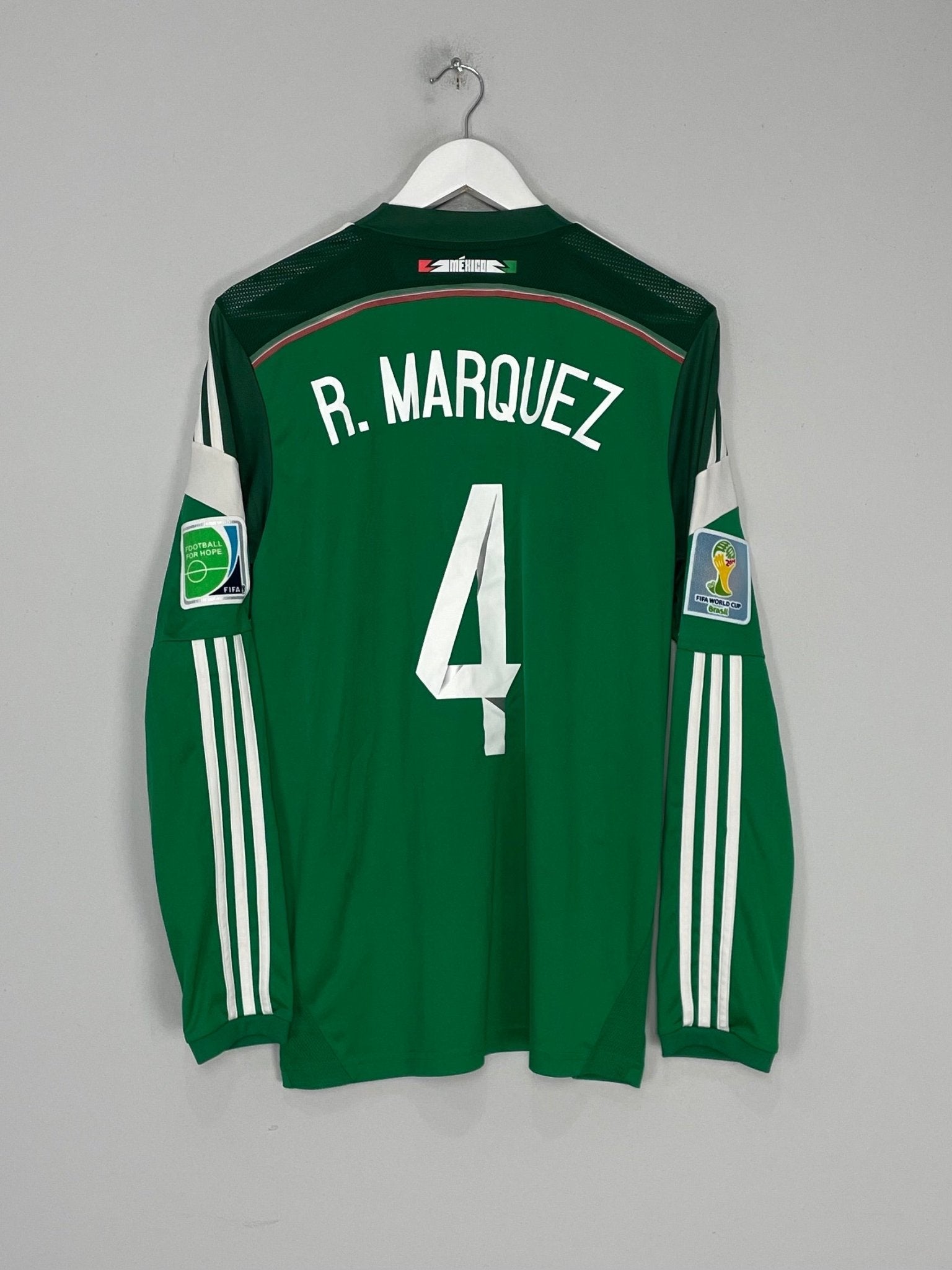 Shop 2013/15 MEXICO R.MARQUEZ #4 L/S HOME SHIRT (M) ADIDAS, classic football shirts, vintage football shirts & retro soccer jerseys at Cult Kits