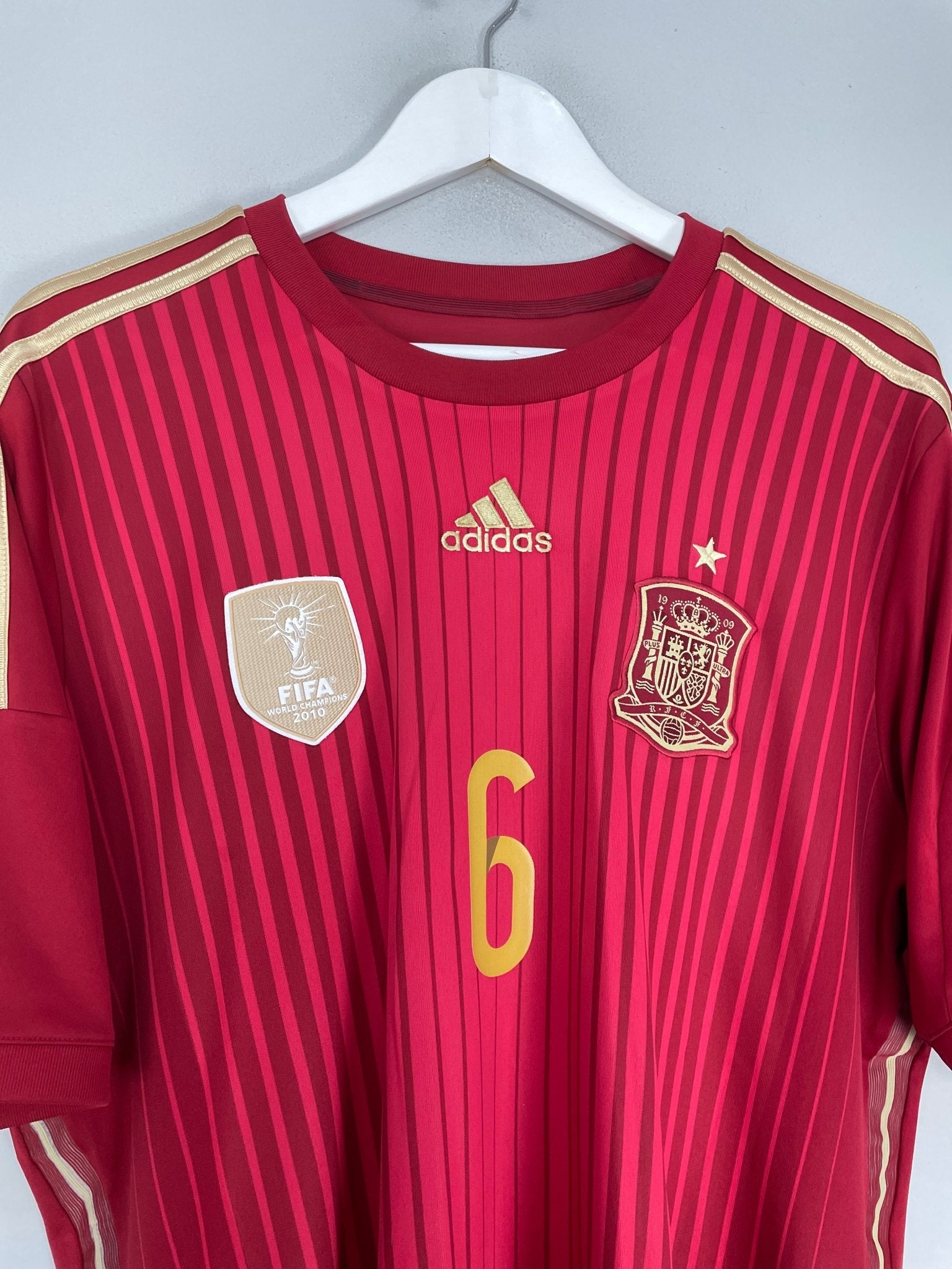 Shop 2013/15 SPAIN A.INIESTA #6 HOME SHIRT (L) ADIDAS, classic football shirts, vintage football shirts & retro soccer jerseys at Cult Kits