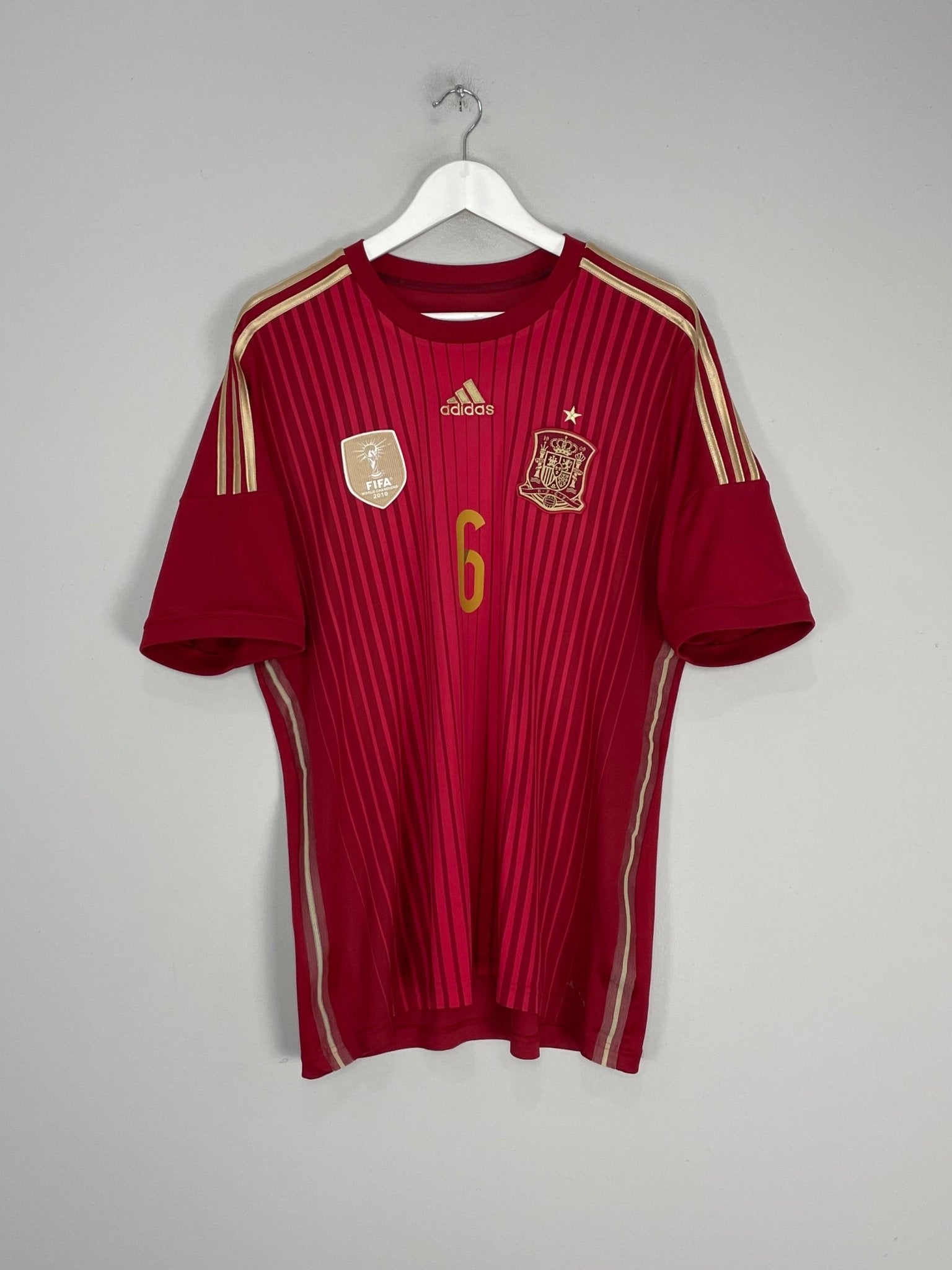 Shop 2013/15 SPAIN A.INIESTA #6 HOME SHIRT (L) ADIDAS, classic football shirts, vintage football shirts & retro soccer jerseys at Cult Kits