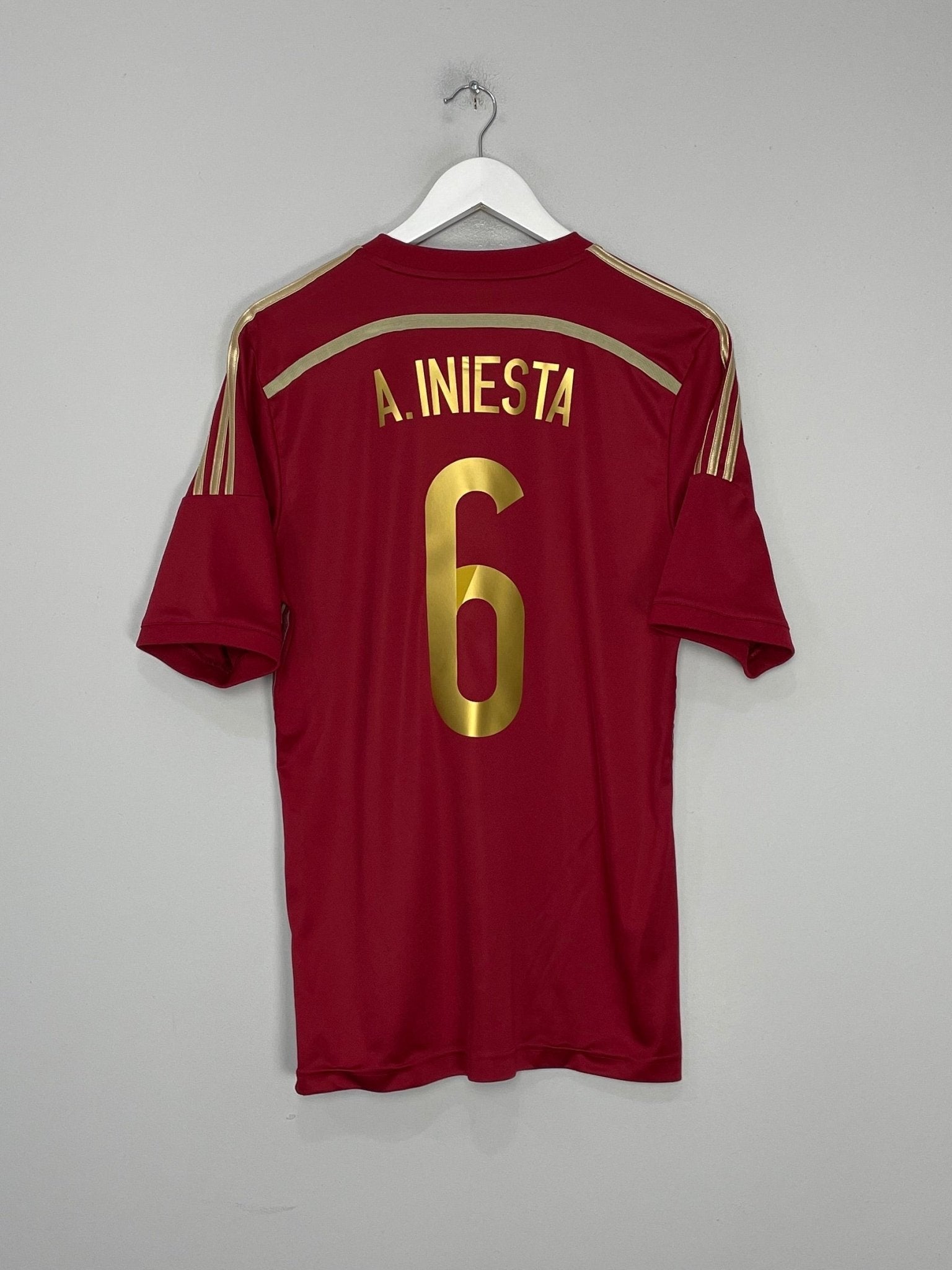 Shop 2013/15 SPAIN A.INIESTA #6 HOME SHIRT (M) ADIDAS, classic football shirts, vintage football shirts & retro soccer jerseys at Cult Kits