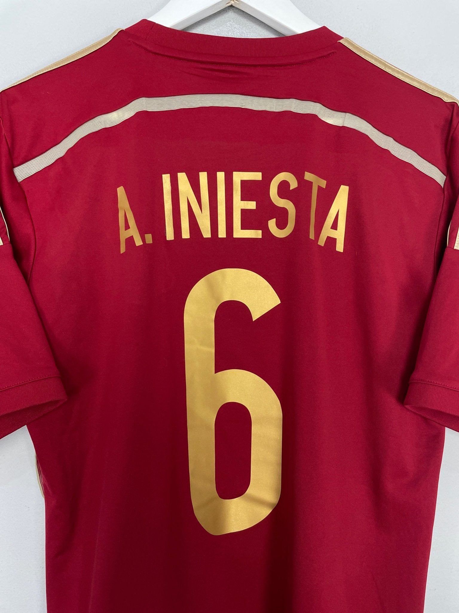 Shop 2013/15 SPAIN A.INIESTA #6 HOME SHIRT (M) ADIDAS, classic football shirts, vintage football shirts & retro soccer jerseys at Cult Kits