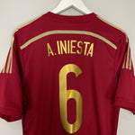 Shop 2013/15 SPAIN A.INIESTA #6 HOME SHIRT (M) ADIDAS, classic football shirts, vintage football shirts & retro soccer jerseys at Cult Kits
