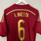 Shop 2013/15 SPAIN A.INIESTA #6 HOME SHIRT (M) ADIDAS, classic football shirts, vintage football shirts & retro soccer jerseys at Cult Kits