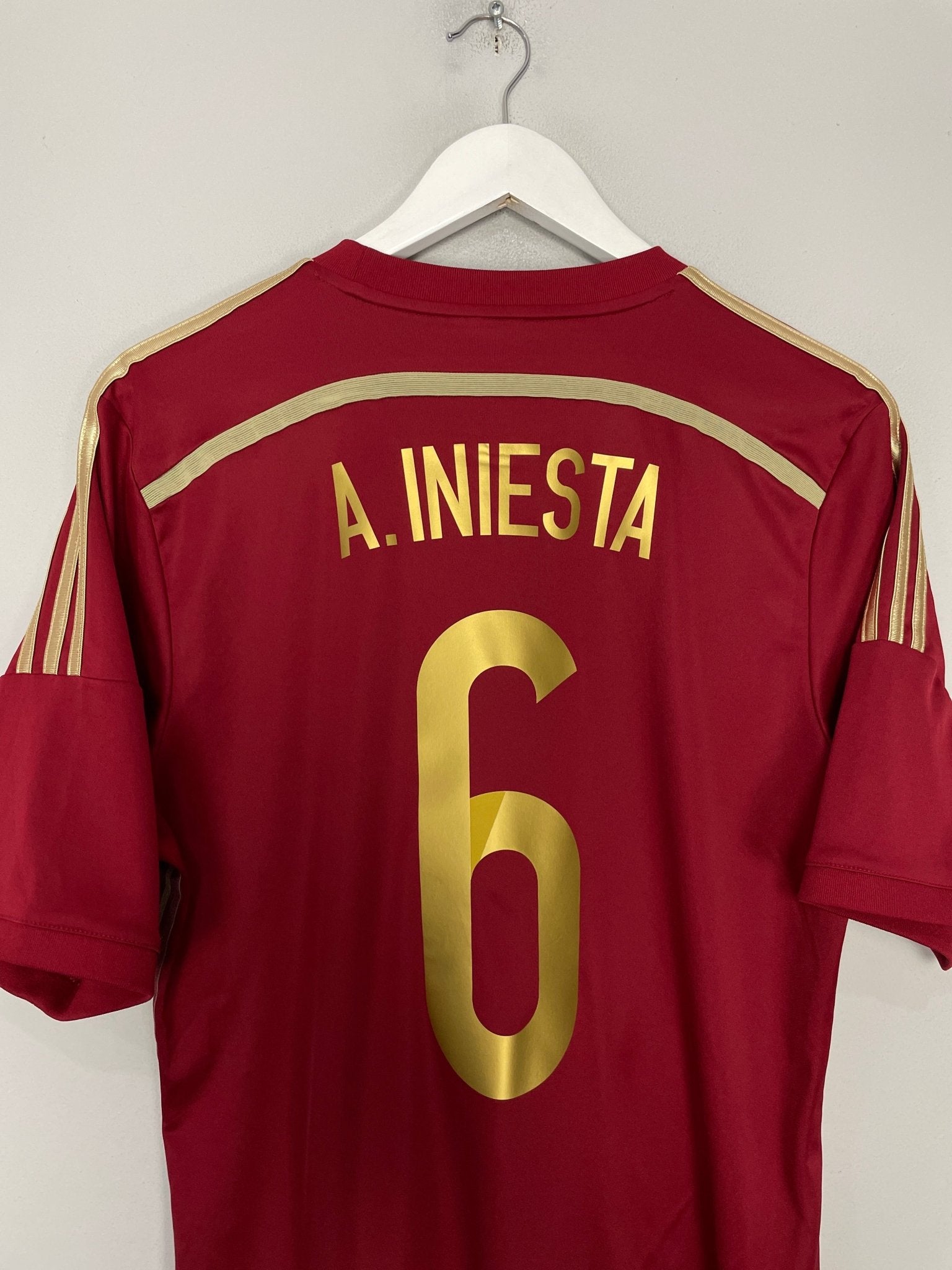 Shop 2013/15 SPAIN A.INIESTA #6 HOME SHIRT (M) ADIDAS, classic football shirts, vintage football shirts & retro soccer jerseys at Cult Kits