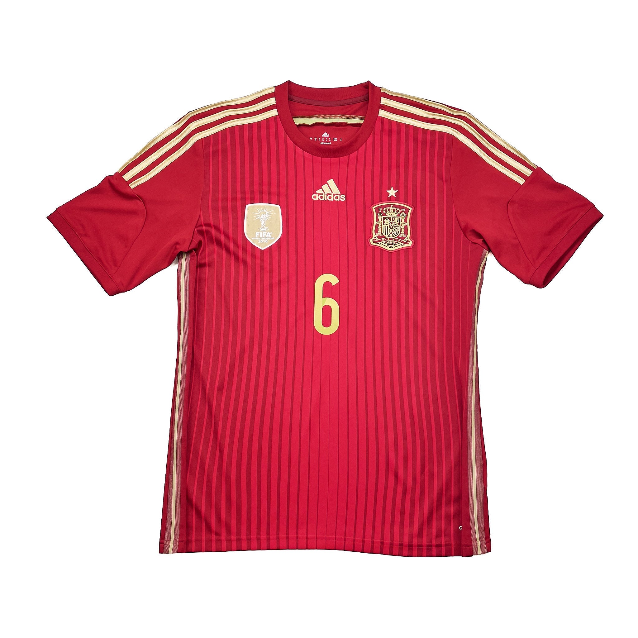 Buy 2013/15 Spain A.Iniesta 6 Home Shirt (M) Adidas ~ Free worldwide shipping ~ Authentic Vintage Football Shirts from Cult Kits