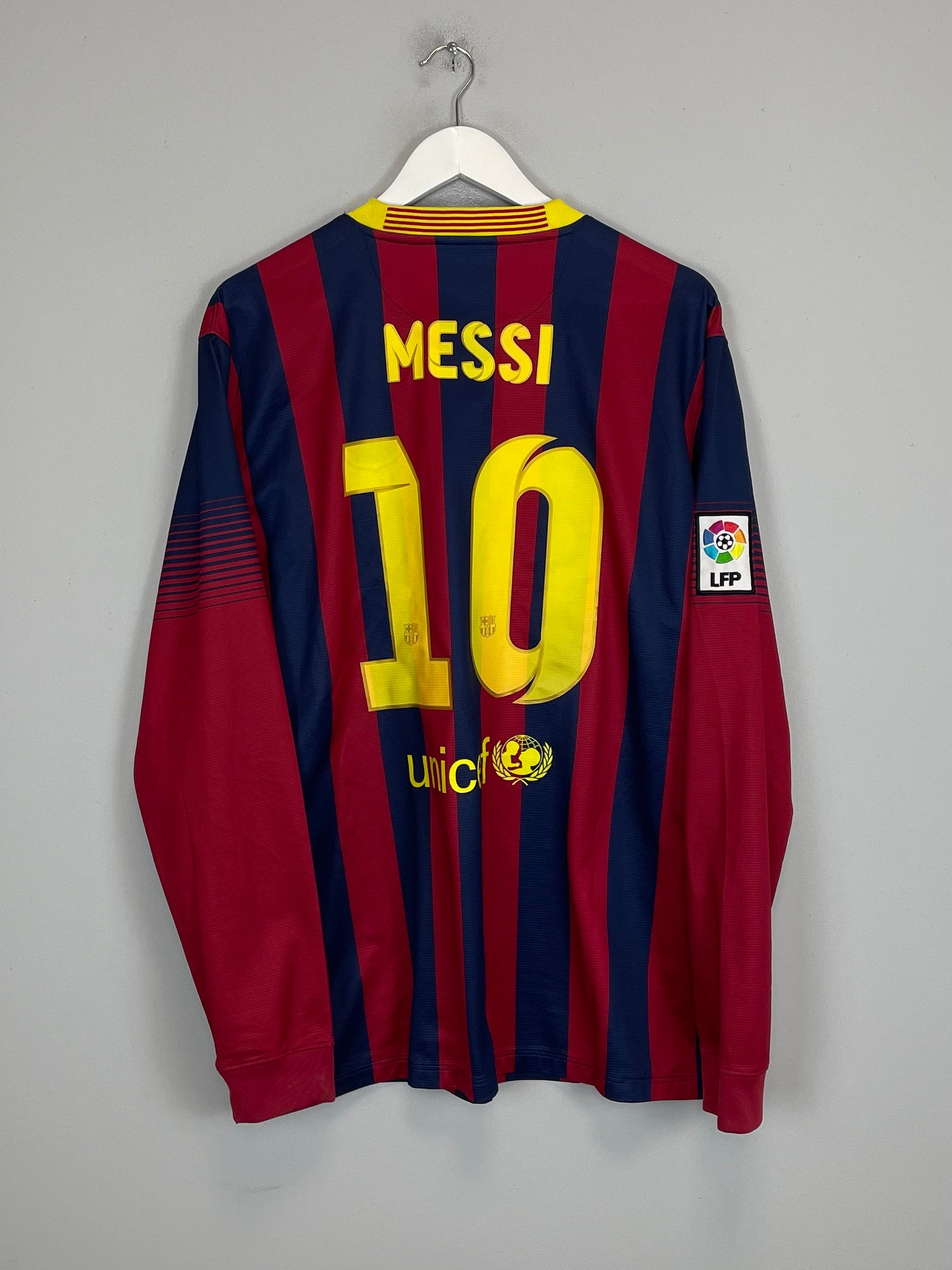 Shop 2013/14 BARCELONA MESSI #10 L/S HOME SHIRT (XL) NIKE, classic football shirts, vintage football shirts & retro soccer jerseys at Cult Kits