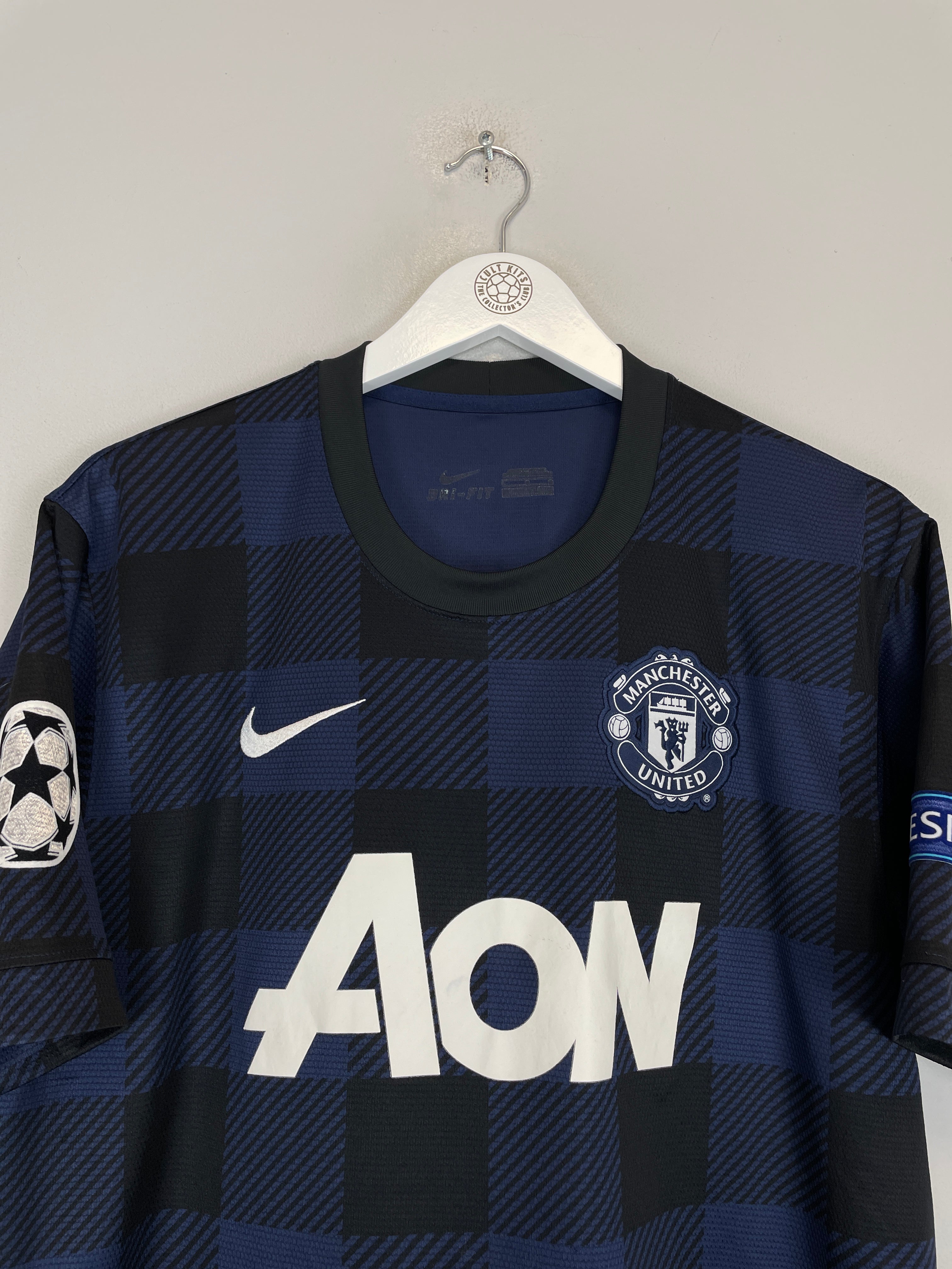 2013/14 MANCHESTER UNITED CHICHARITO #14 C/L AWAY SHIRT (L) NIKE BADGE CREST LOGO 
