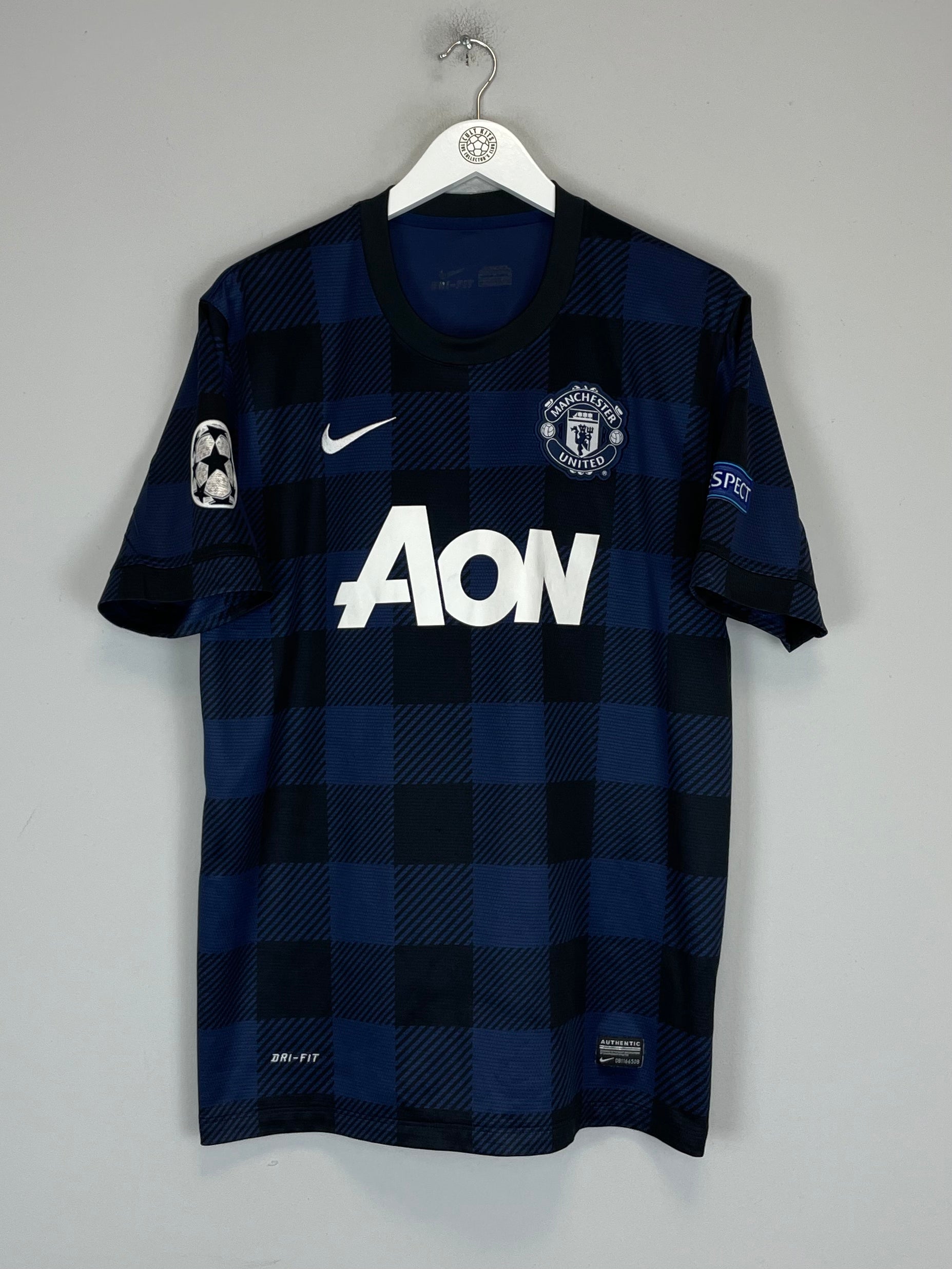 2013/14 MANCHESTER UNITED CHICHARITO #14 C/L AWAY SHIRT (L) NIKE BLUE NAVY WHITE AON UCL 