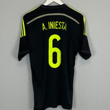 Shop 2013/15 SPAIN INIESTA #6 AWAY SHIRT (M) ADIDAS, classic football shirts, vintage football shirts & retro soccer jerseys at Cult Kits