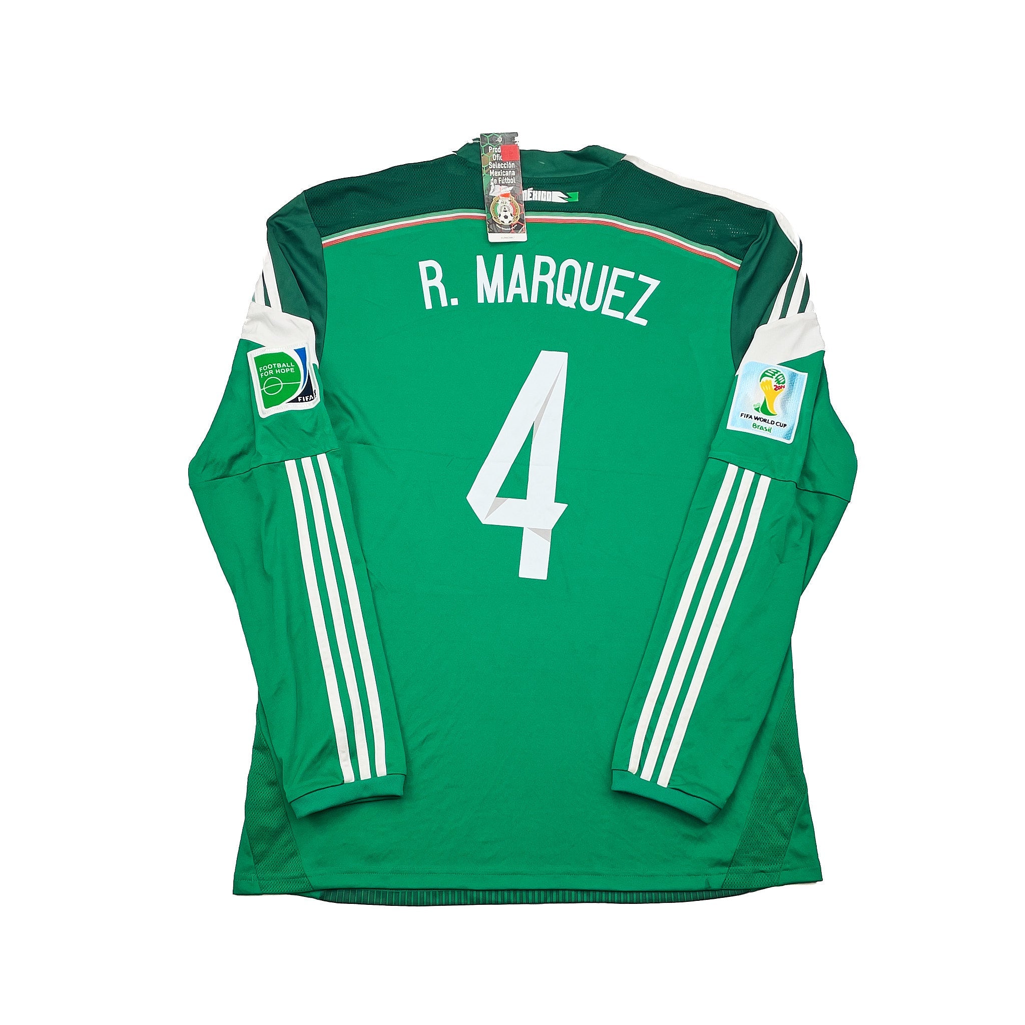 Buy 2014 Mexico R.Marquez 4 *BNWT* L/S Home Shirt (L) Adidas ~ Free worldwide shipping ~ Authentic Vintage Football Shirts from Cult Kits