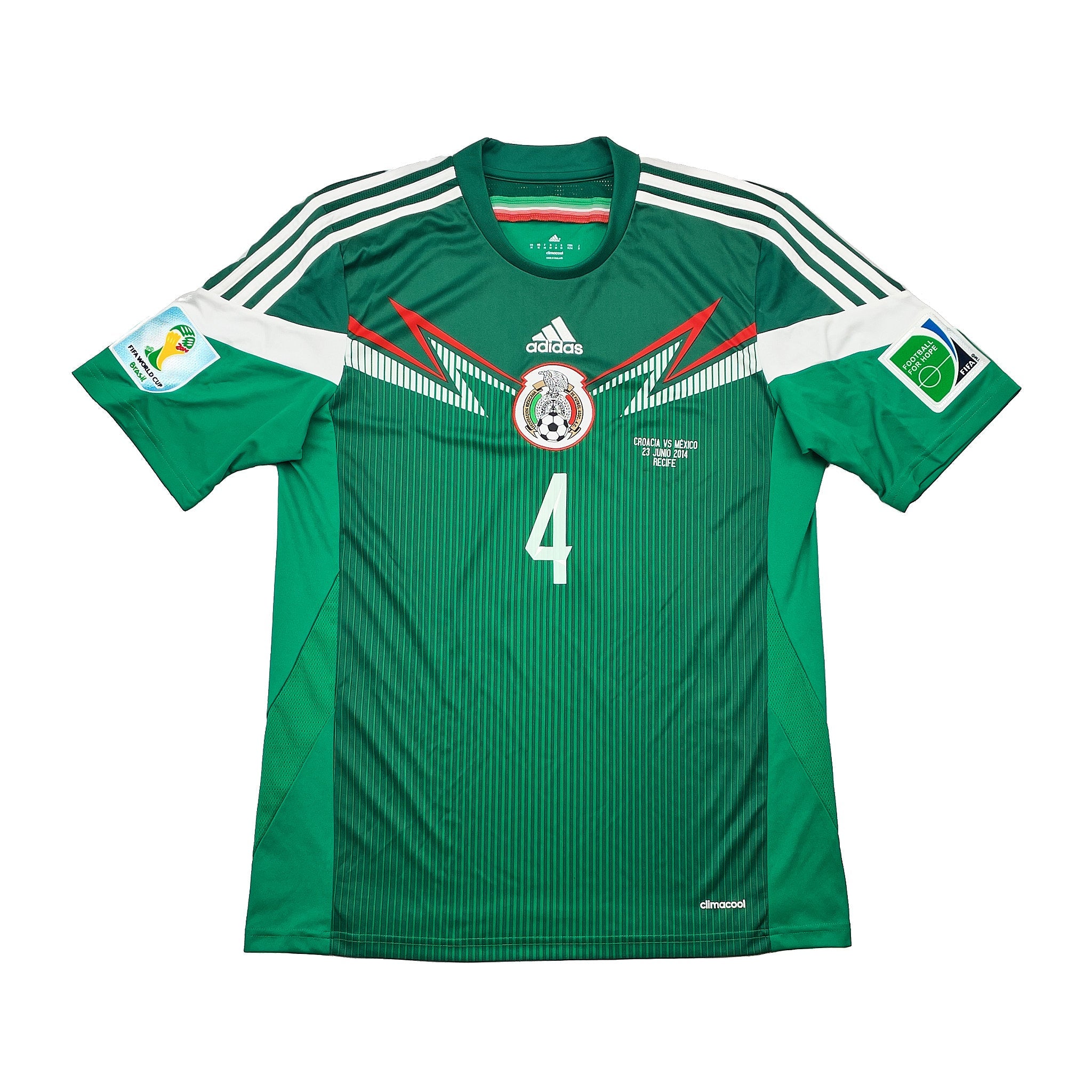 Buy 2014 Mexico R.Marquez 4 Home Shirt (M) Adidas ~ Free worldwide shipping available ~ Authentic Vintage Football Shirts from Cult Kits