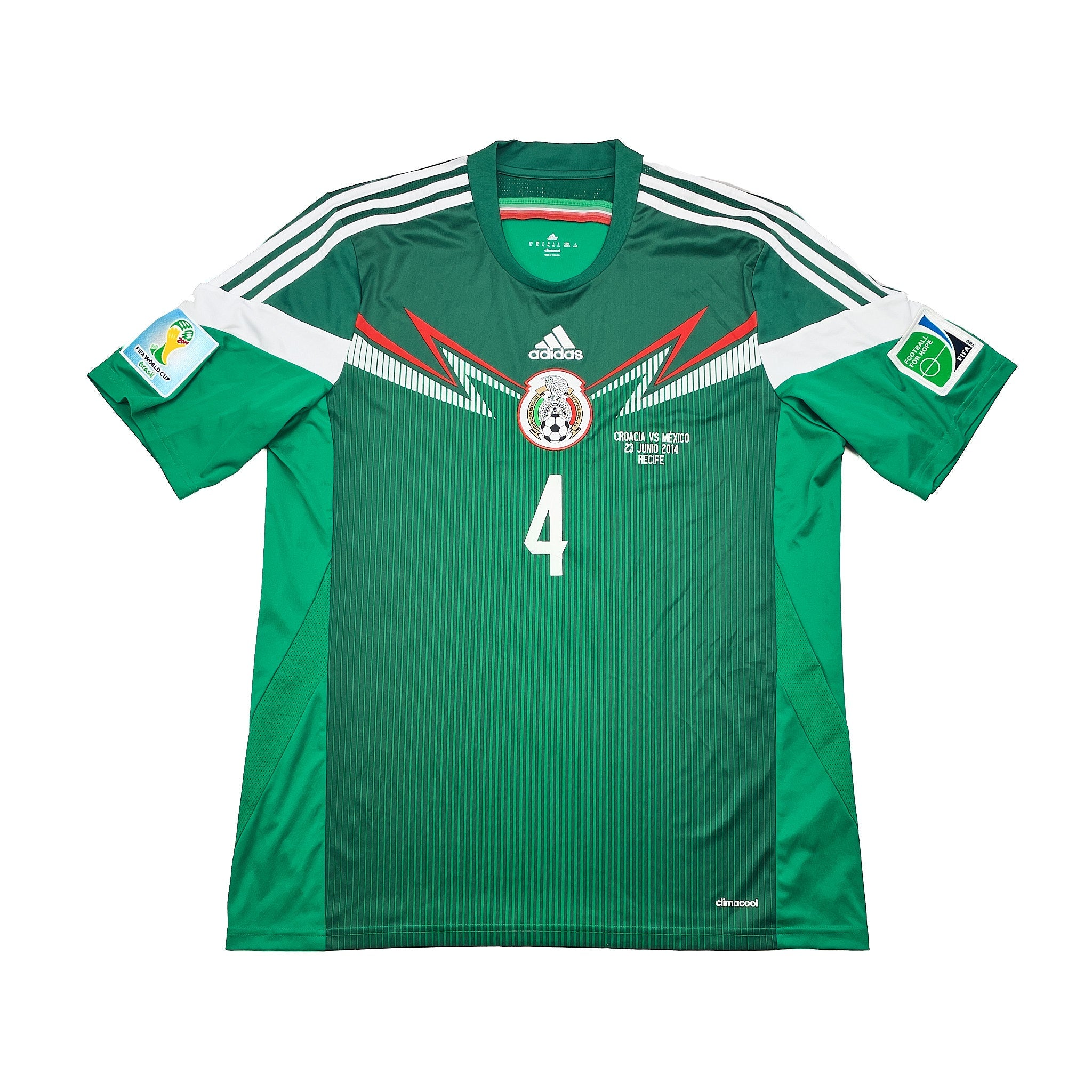 Buy 2014 Mexico R.Marquez 4 Home Shirt (XL) Adidas ~ Free worldwide shipping ~ Authentic Vintage Football Shirts from Cult Kits