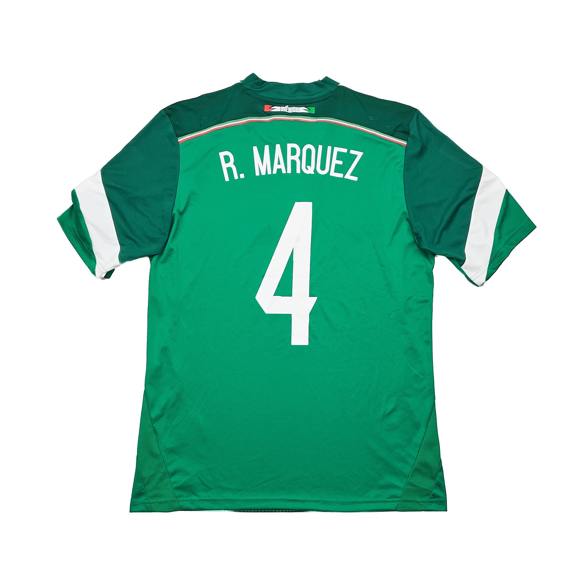 Buy 2014 Mexico R.Marquez 4 *Squad Signed* Home Shirt (M) Adidas ~ Free worldwide shipping ~ Authentic Vintage Football Shirts from Cult Kits