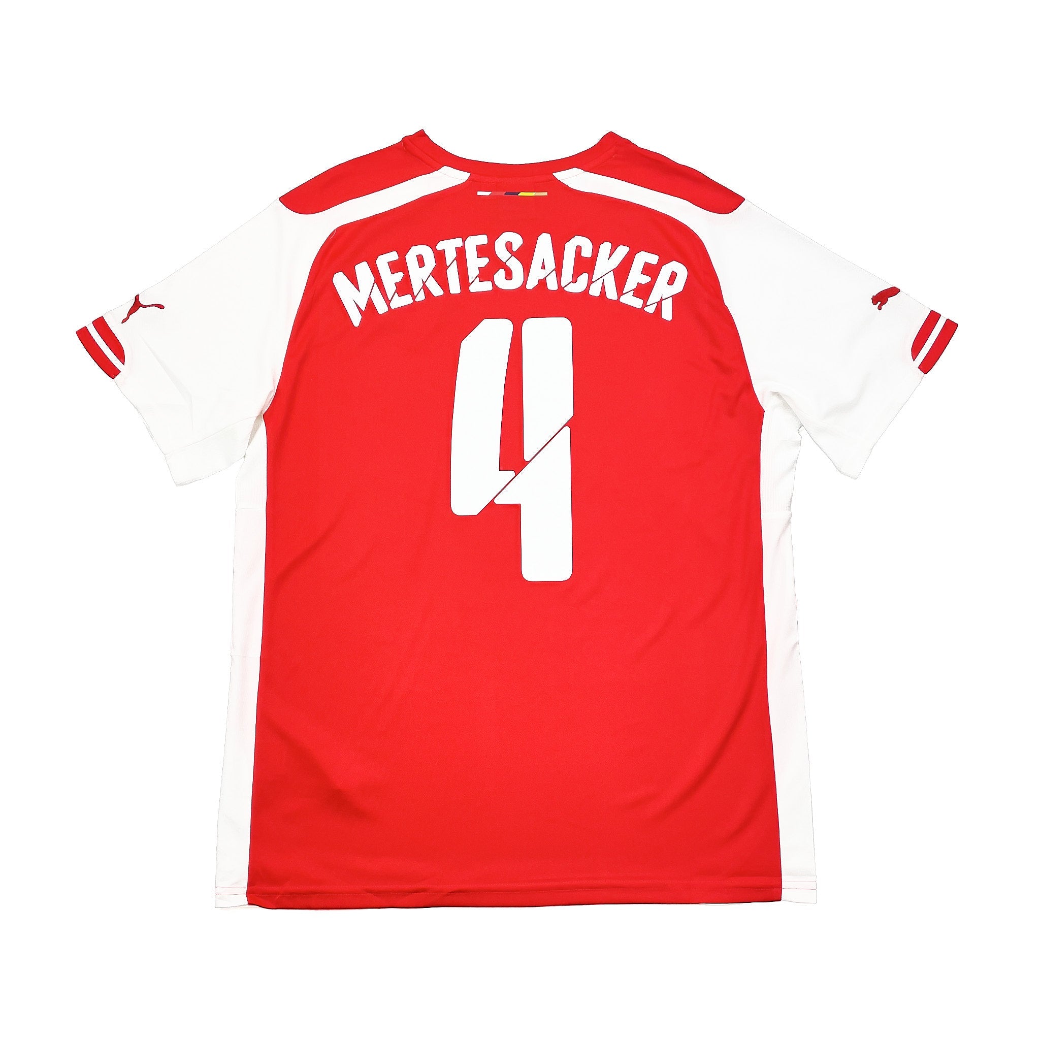 Buy 2014/15 ARSENAL MERTESACKER 4 HOME SHIRT (L) PUMA ~ Free worldwide shipping available ~ Authentic Vintage Football Shirts from Cult Kits
