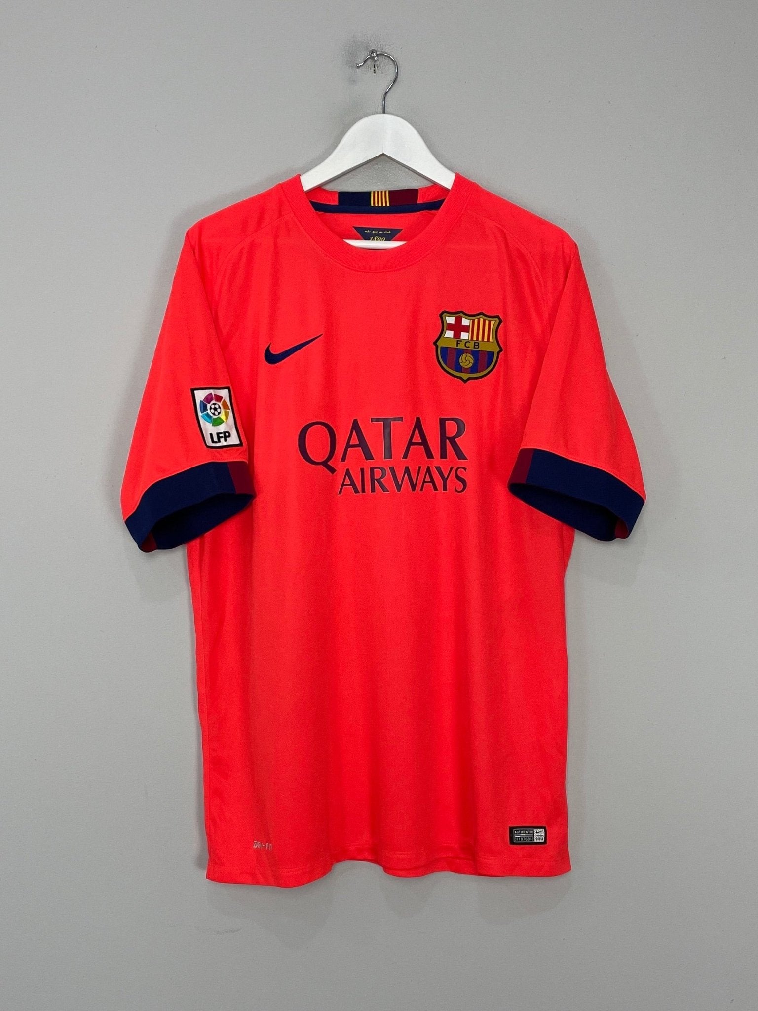 Shop 2014/15 BARCELONA MESSI #10 AWAY SHIRT (XL) NIKE, classic football shirts, vintage football shirts & retro soccer jerseys at Cult Kits