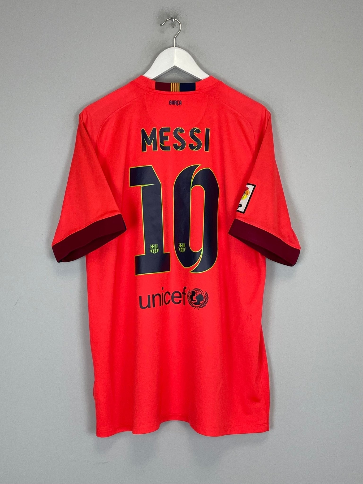 Shop 2014/15 BARCELONA MESSI #10 AWAY SHIRT (XL) NIKE, classic football shirts, vintage football shirts & retro soccer jerseys at Cult Kits