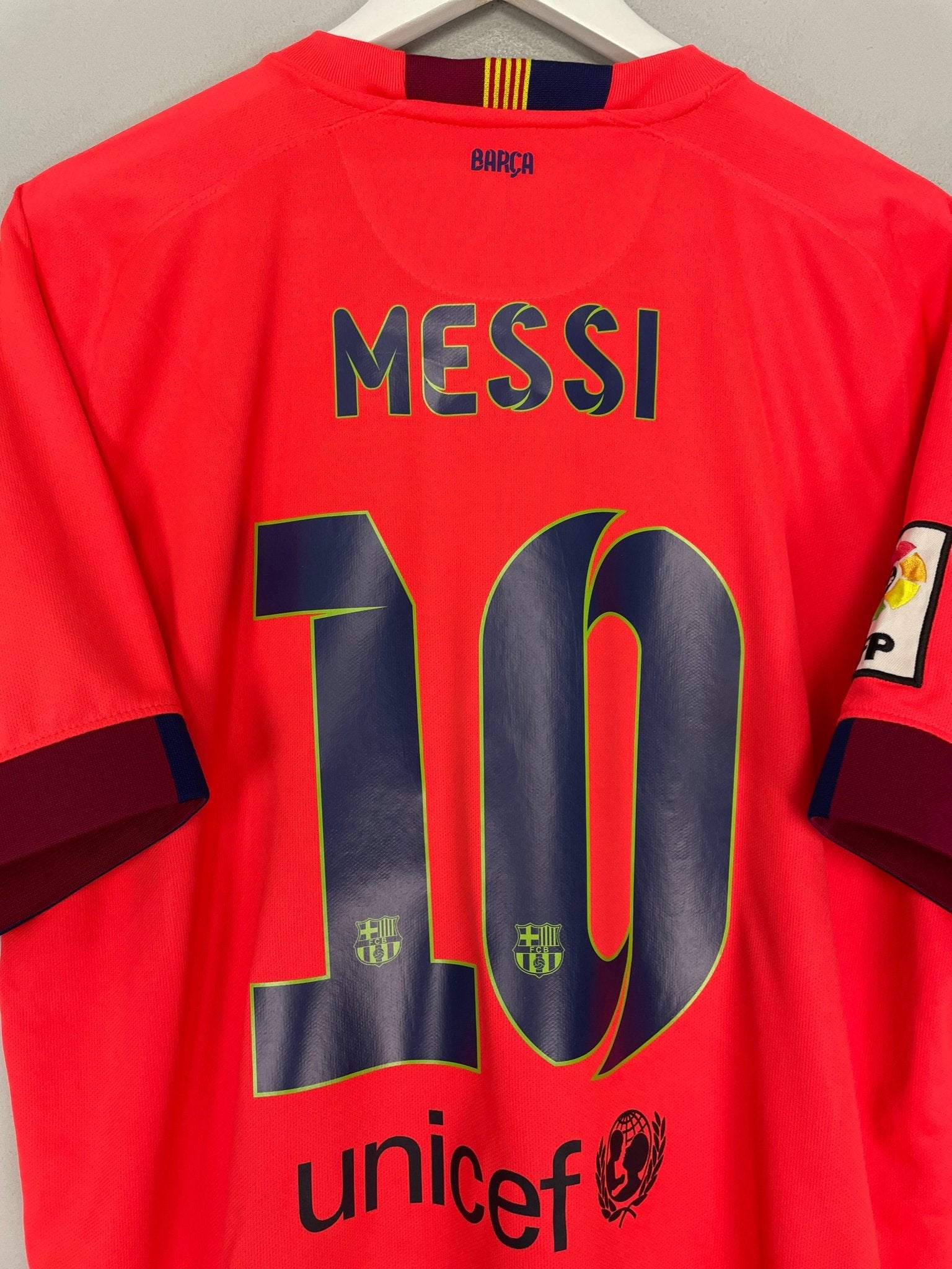 Shop 2014/15 BARCELONA MESSI #10 AWAY SHIRT (XL) NIKE, classic football shirts, vintage football shirts & retro soccer jerseys at Cult Kits