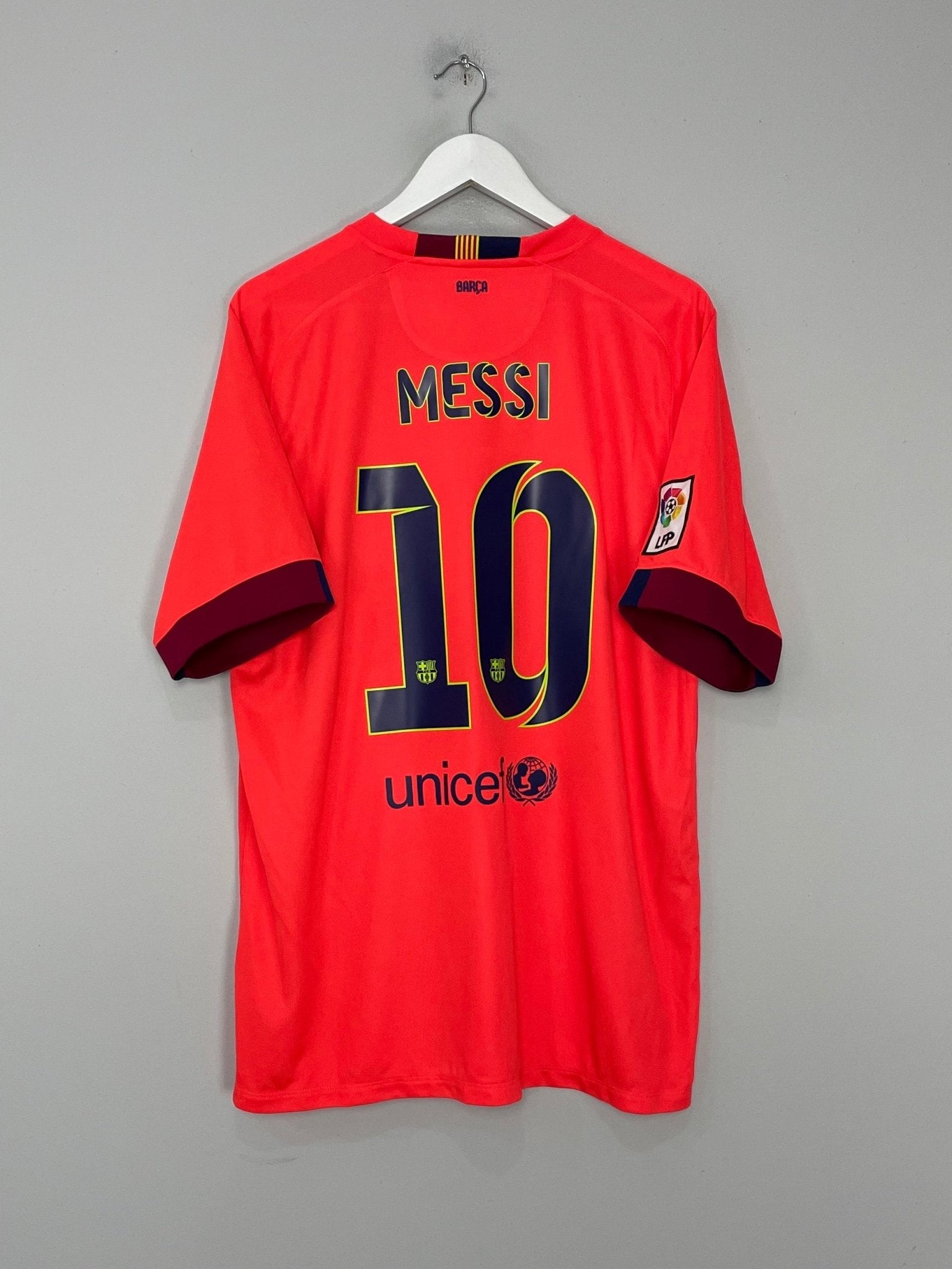 Shop 2014/15 BARCELONA MESSI #10 AWAY SHIRT (XL) NIKE, classic football shirts, vintage football shirts & retro soccer jerseys at Cult Kits