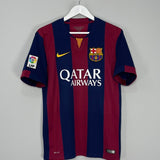 Shop 2014/15 BARCELONA MESSI #10 HOME SHIRT (M) NIKE, classic football shirts, vintage football shirts & retro soccer jerseys at Cult Kits
