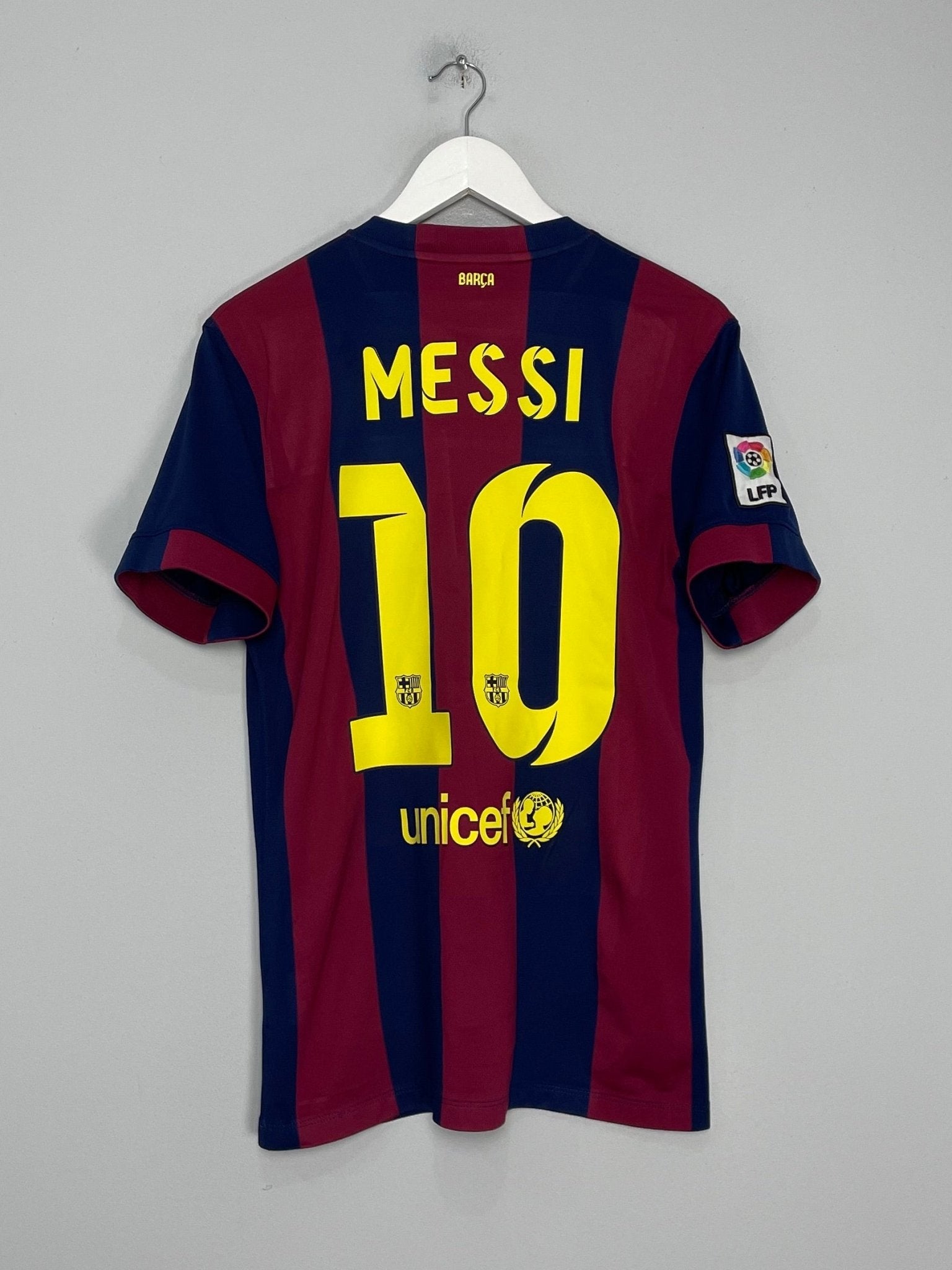 Shop 2014/15 BARCELONA MESSI #10 HOME SHIRT (M) NIKE, classic football shirts, vintage football shirts & retro soccer jerseys at Cult Kits