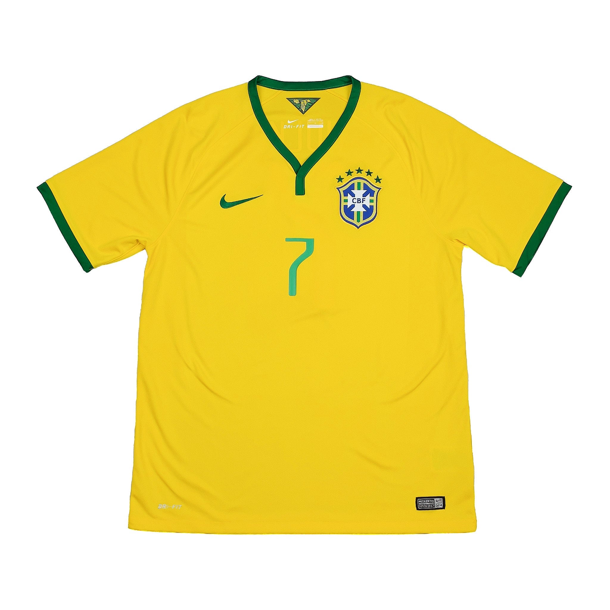 Buy 2014/15 BRAZIL HULK 7 HOME SHIRT (L) NIKE ~ Free worldwide shipping available ~ Authentic Vintage Football Shirts from Cult Kits