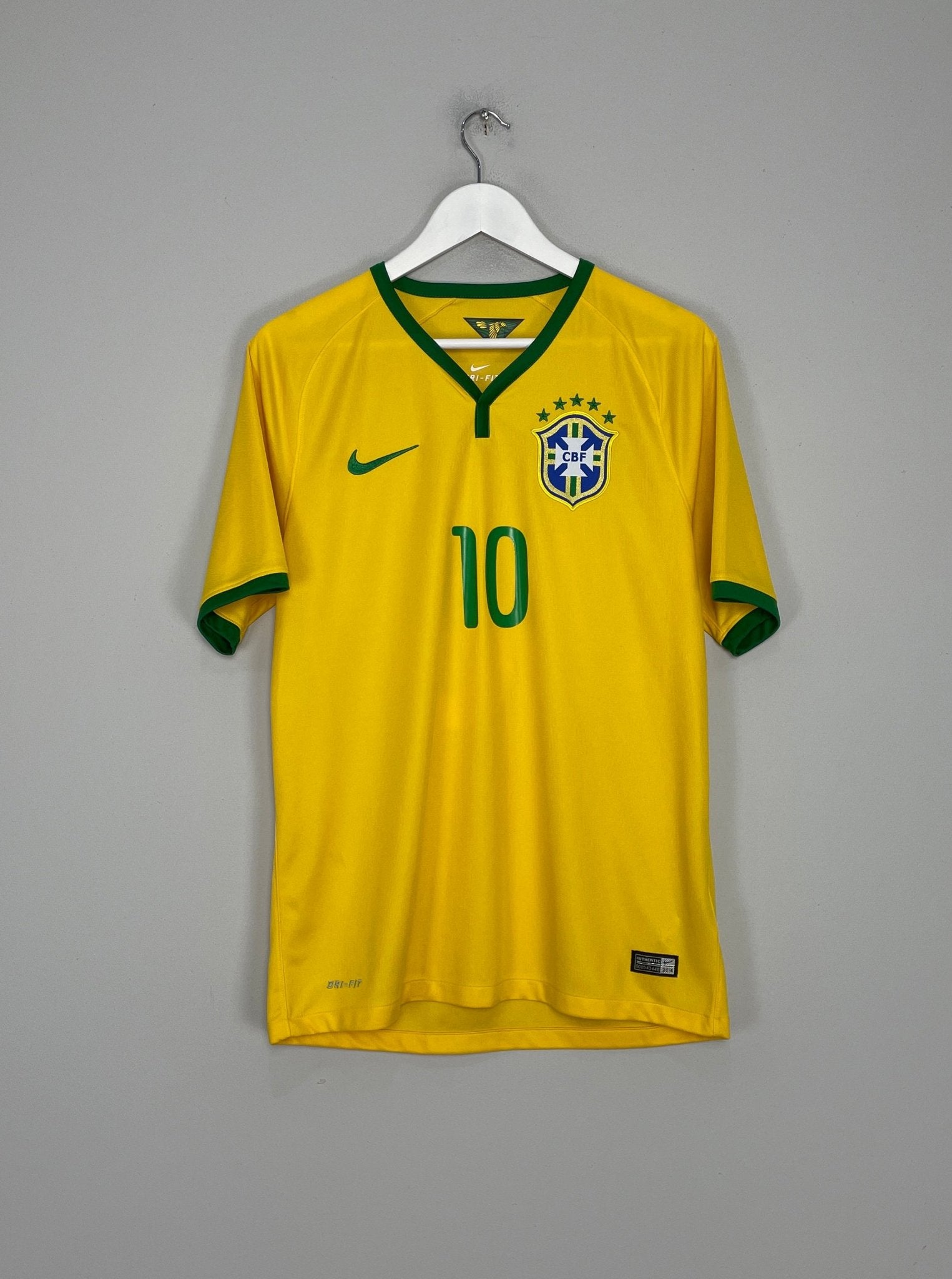 Shop 2014/15 BRAZIL NEYMAR #10 HOME SHIRT (M) NIKE, classic football shirts, vintage football shirts & retro soccer jerseys at Cult Kits