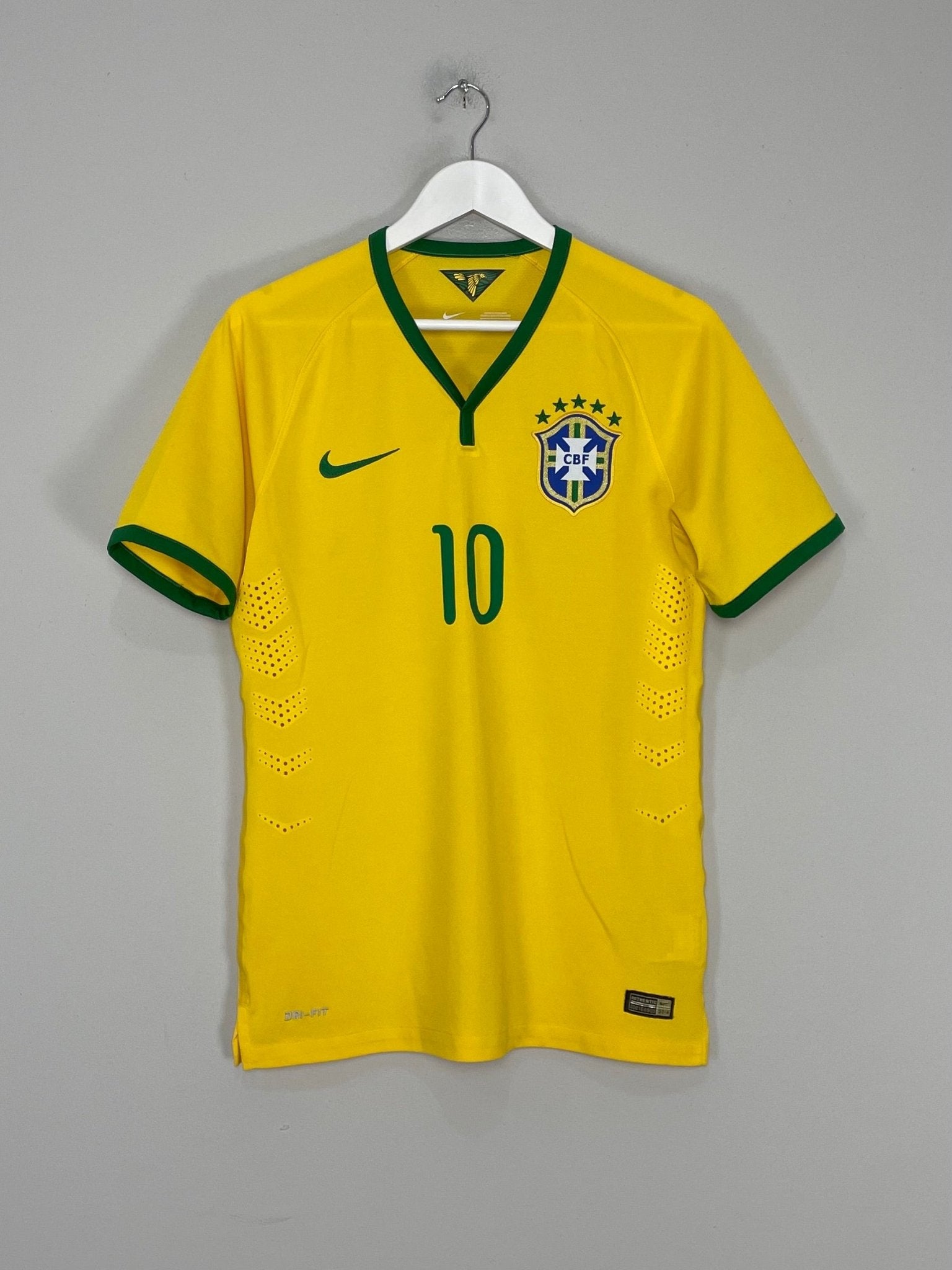 Shop 2014/15 BRAZIL NEYMAR JR #10 *AUTHENTIC* HOME SHIRT (M) NIKE, classic football shirts, vintage football shirts & retro soccer jerseys at Cult Kits
