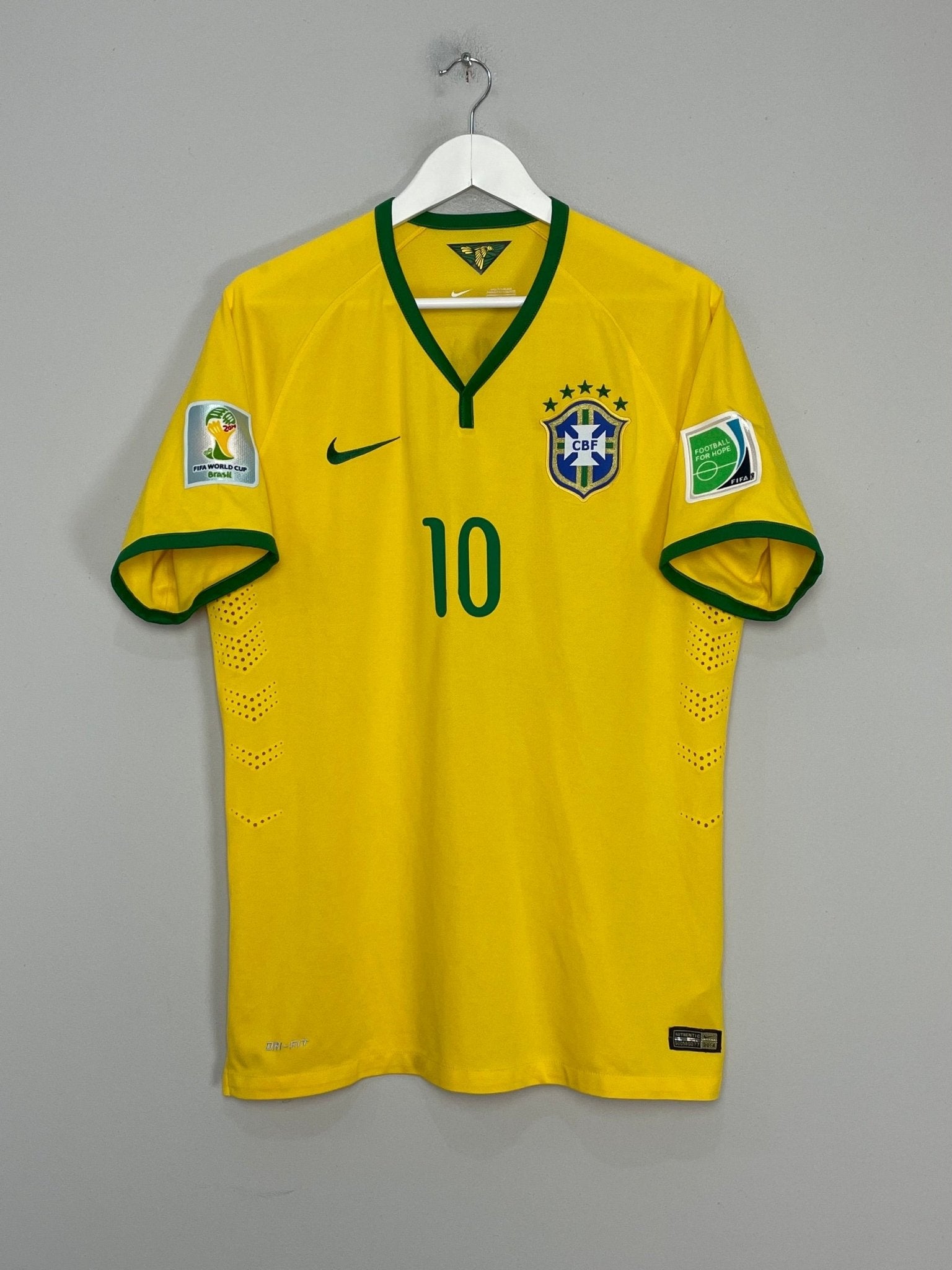 Shop 2014/15 BRAZIL NEYMAR JR #10 *AUTHENTIC* HOME SHIRT (XL) NIKE, classic football shirts, vintage football shirts & retro soccer jerseys at Cult Kits