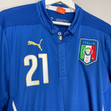 Shop 2014/15 ITALY PIRLO #21 L/S HOME SHIRT (XL) PUMA, classic football shirts, vintage football shirts & retro soccer jerseys at Cult Kits