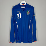 Shop 2014/15 ITALY PIRLO #21 L/S HOME SHIRT (XL) PUMA, classic football shirts, vintage football shirts & retro soccer jerseys at Cult Kits
