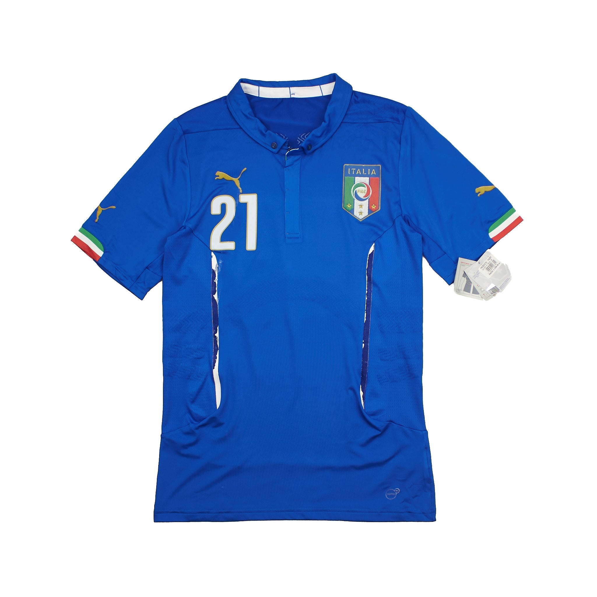 Buy 2014/15 Italy Pirlo 21 *Player Issue* Home Shirt (XL) Puma ~ Free worldwide shipping ~ Authentic Vintage Football Shirts from Cult Kits