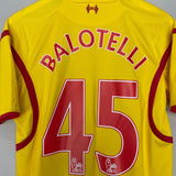 Shop 2014/15 LIVERPOOL BALOTELLI #45 AWAY SHIRT (M) WARRIOR, classic football shirts, vintage football shirts & retro soccer jerseys at Cult Kits