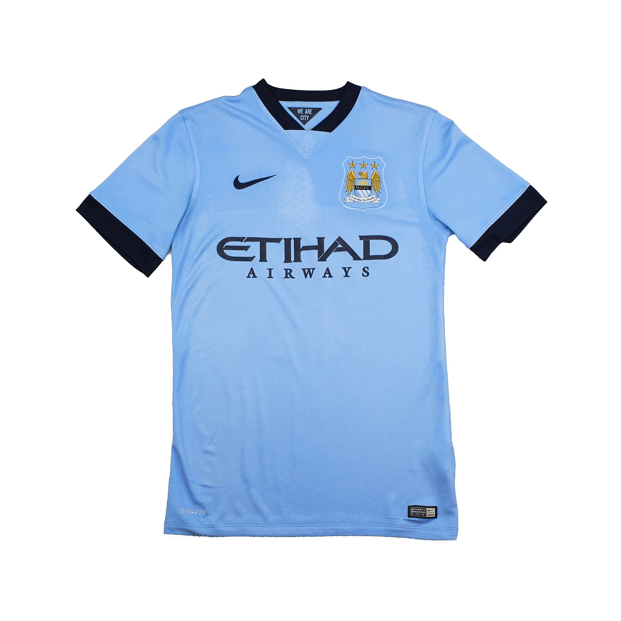 Buy 2014/15 Manchester City Aguero 16 Home Shirt (S) Nike ~ Free worldwide shipping ~ Authentic Vintage Football Shirts from Cult Kits
