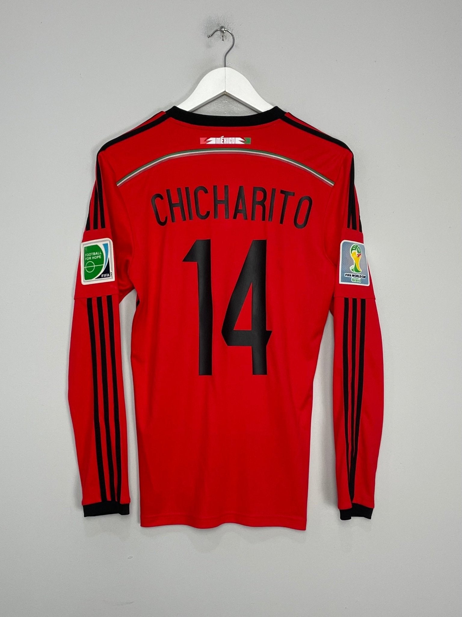 Shop 2014/15 MEXICO CHICHARITO #14 L/S AWAY SHIRT (S) ADIDAS, classic football shirts, vintage football shirts & retro soccer jerseys at Cult Kits