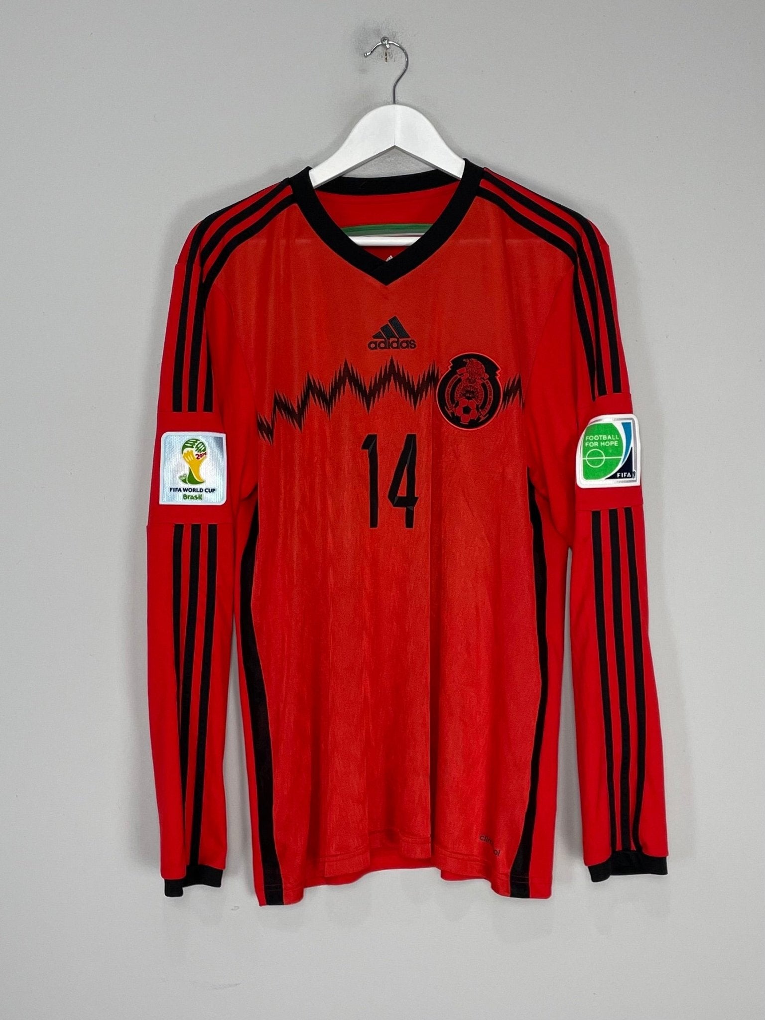 Shop 2014/15 MEXICO J.HERNANDEZ #14 L/S AWAY SHIRT (L) ADIDAS, classic football shirts, vintage football shirts & retro soccer jerseys at Cult Kits