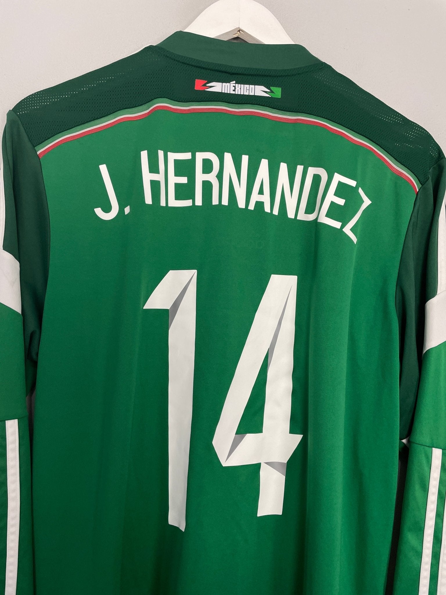 Shop 2014/15 MEXICO J.HERNANDEZ #14 L/S HOME SHIRT (L) ADIDAS, classic football shirts, vintage football shirts & retro soccer jerseys at Cult Kits