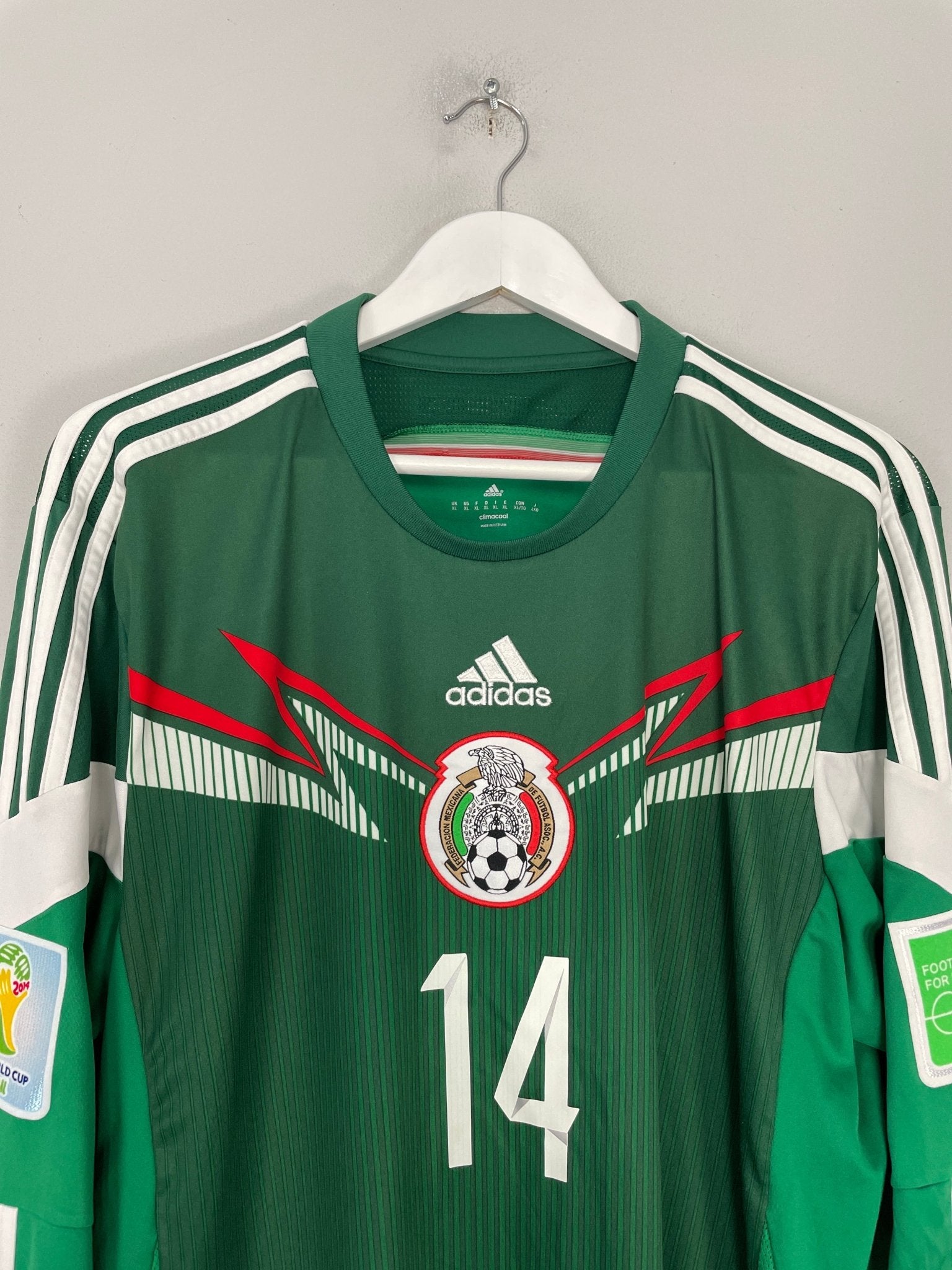 Shop 2014/15 MEXICO J.HERNANDEZ #14 L/S HOME SHIRT (XL) ADIDAS, classic football shirts, vintage football shirts & retro soccer jerseys at Cult Kits