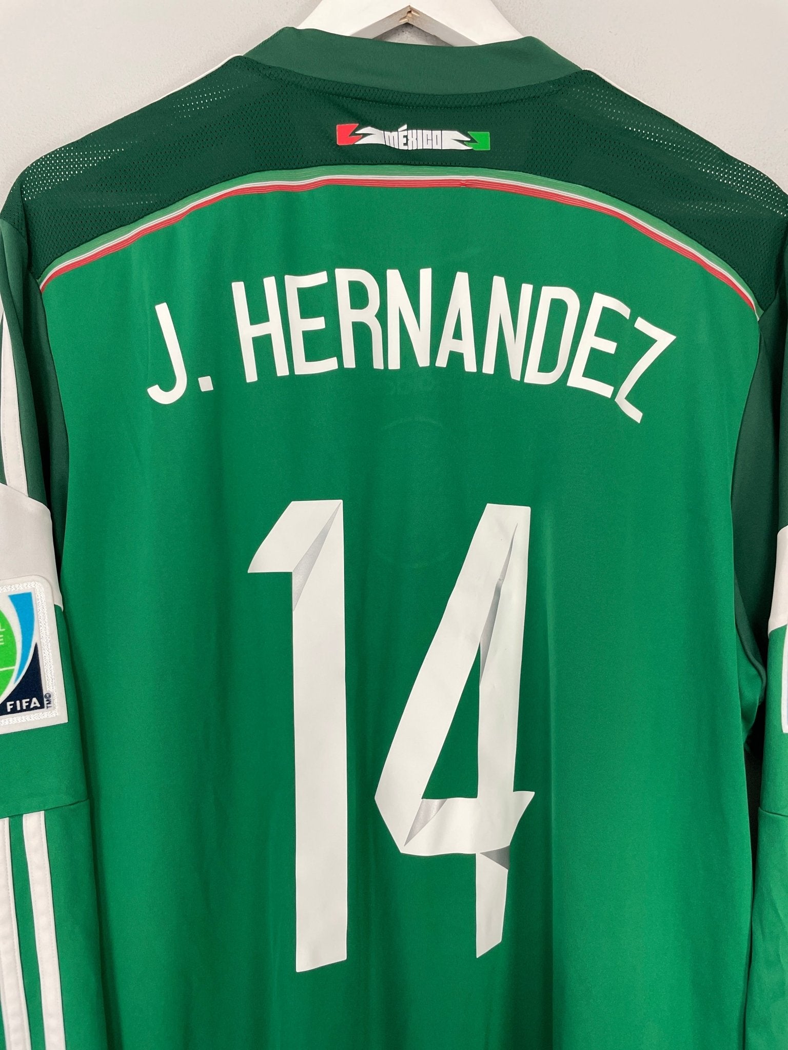Shop 2014/15 MEXICO J.HERNANDEZ #14 L/S HOME SHIRT (XL) ADIDAS, classic football shirts, vintage football shirts & retro soccer jerseys at Cult Kits
