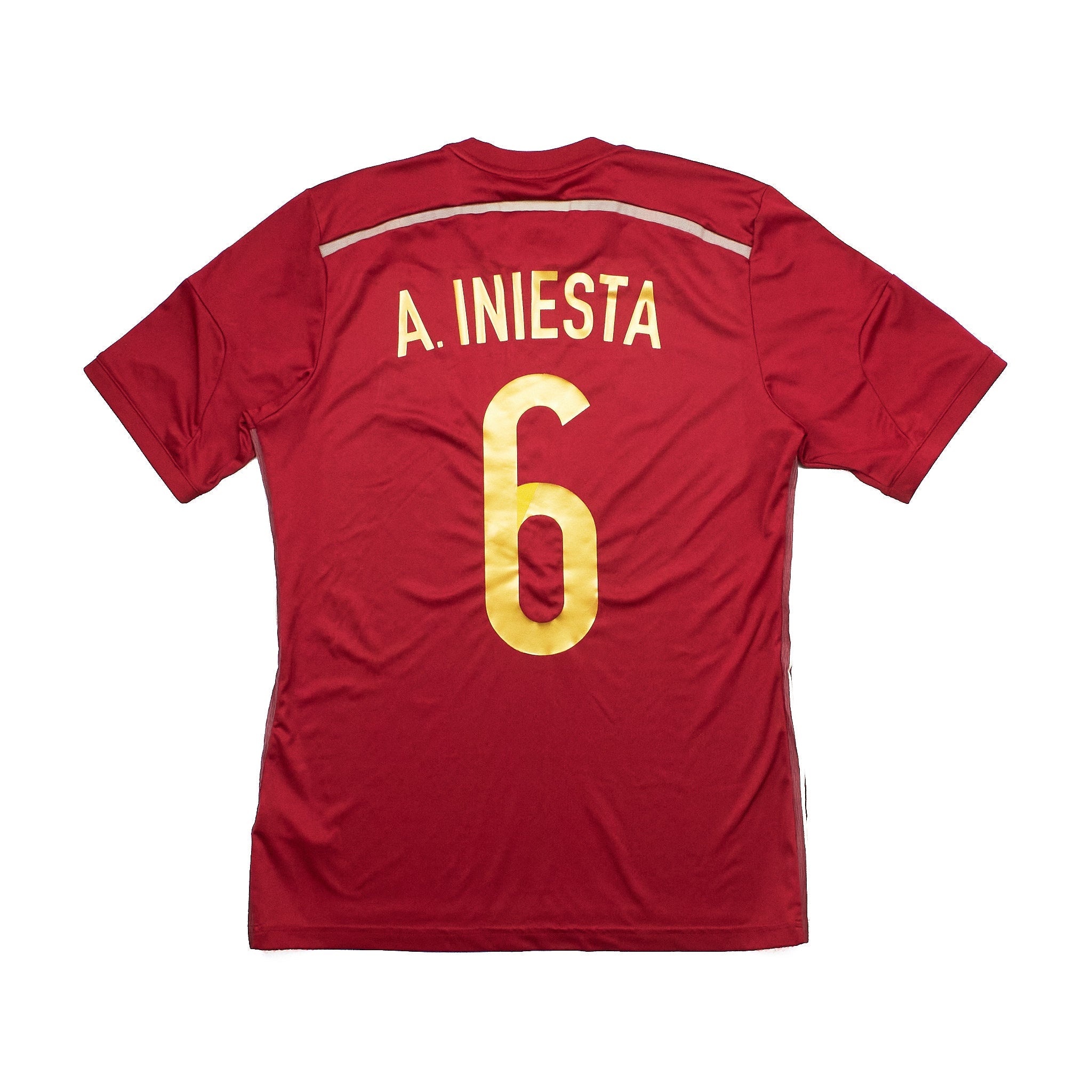 Buy 2014/15 Spain Iniesta 6 Home Shirt (M) Adidas ~ Free worldwide shipping ~ Authentic Vintage Football Shirts from Cult Kits