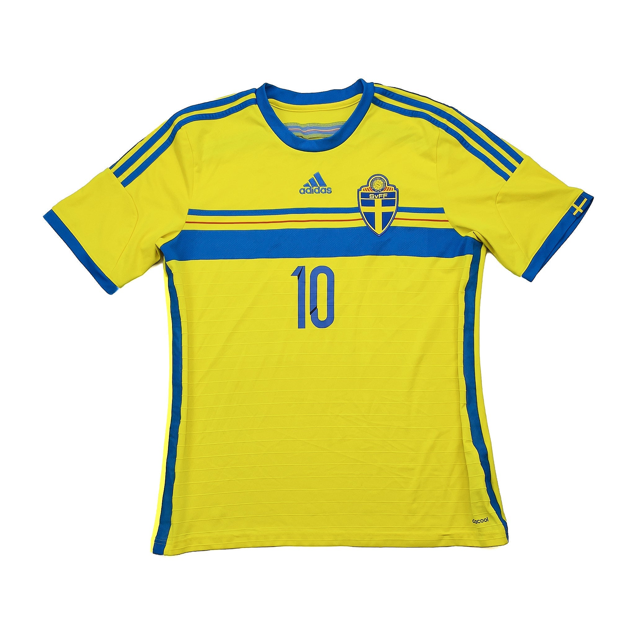 Buy 2014/15 Sweden Ibrahimovic 10 Home Shirt (L) Adidas ~ Free worldwide shipping available ~ Authentic Vintage Football Shirts from Cult Kits