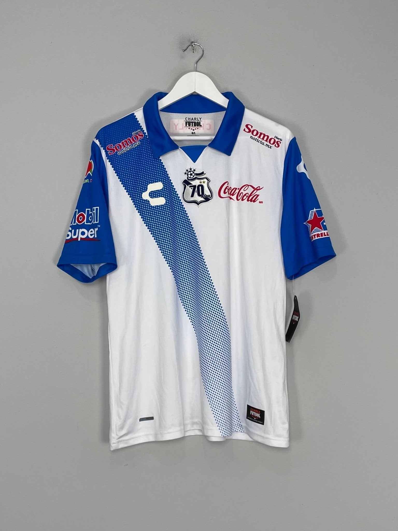 Shop 2014/16 PUEBLA *70 YEARS* BNWT HOME SHIRT (L) CHARLY, classic football shirts, vintage football shirts & retro soccer jerseys at Cult Kits
