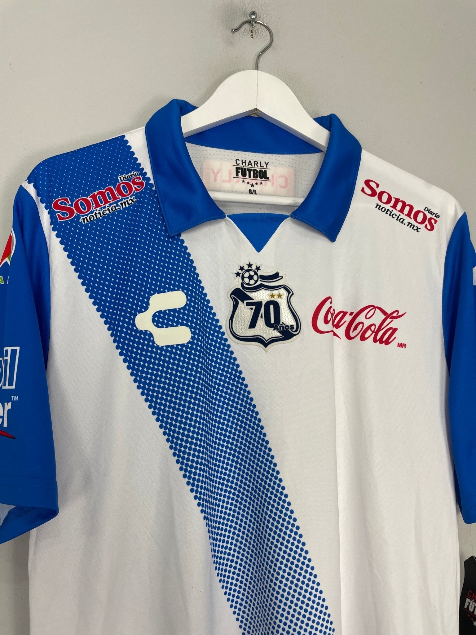 Shop 2014/16 PUEBLA *70 YEARS* BNWT HOME SHIRT (L) CHARLY, classic football shirts, vintage football shirts & retro soccer jerseys at Cult Kits