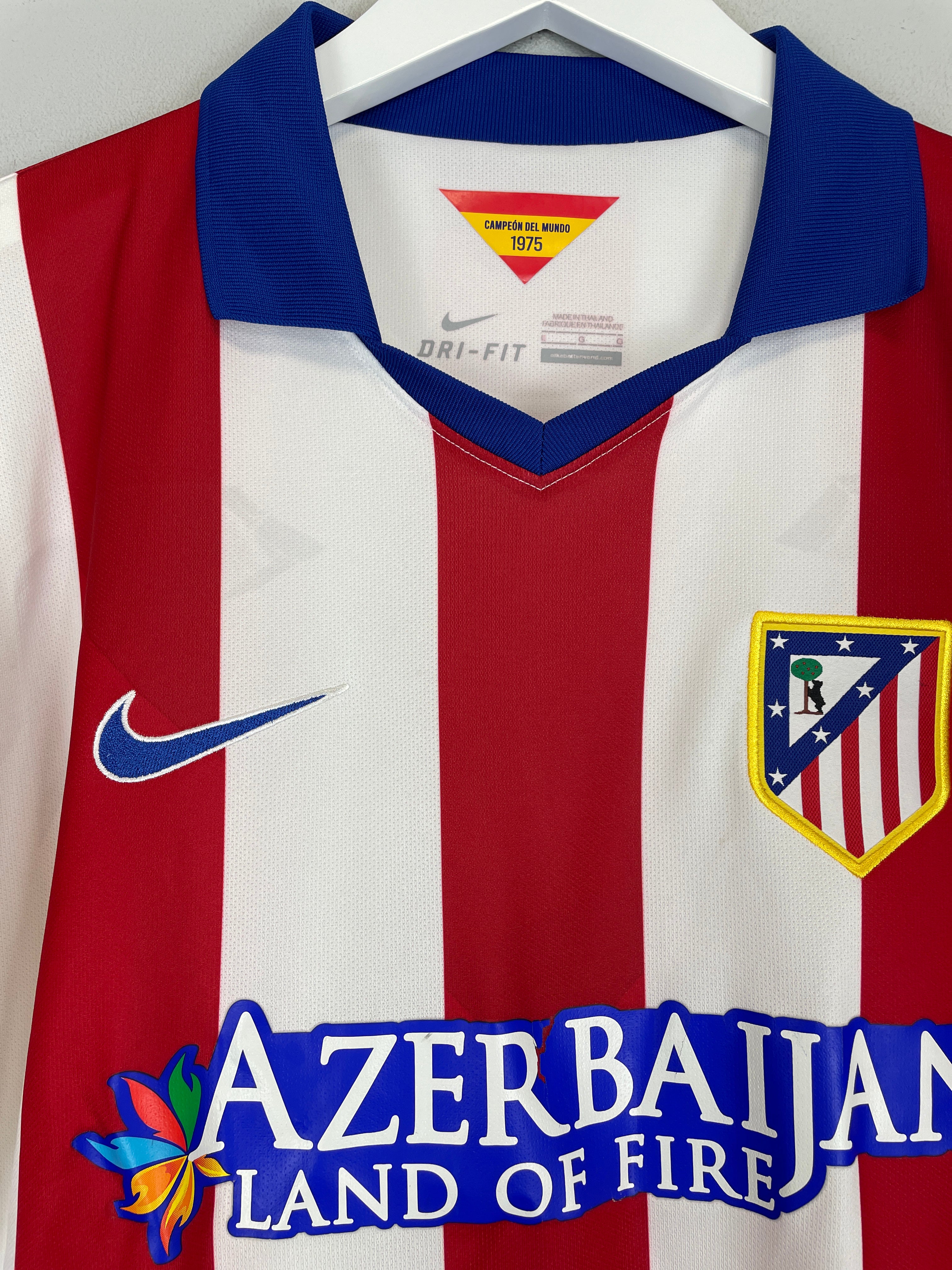 2014/15 ATLETICO MADRID #6 HOME SHIRT (L) NIKE COLLAR SPAIN BADGE CREST